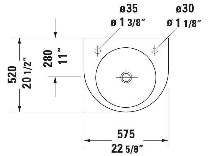 Duravit Architec 23'' White High Gloss Sink with no faucet holes