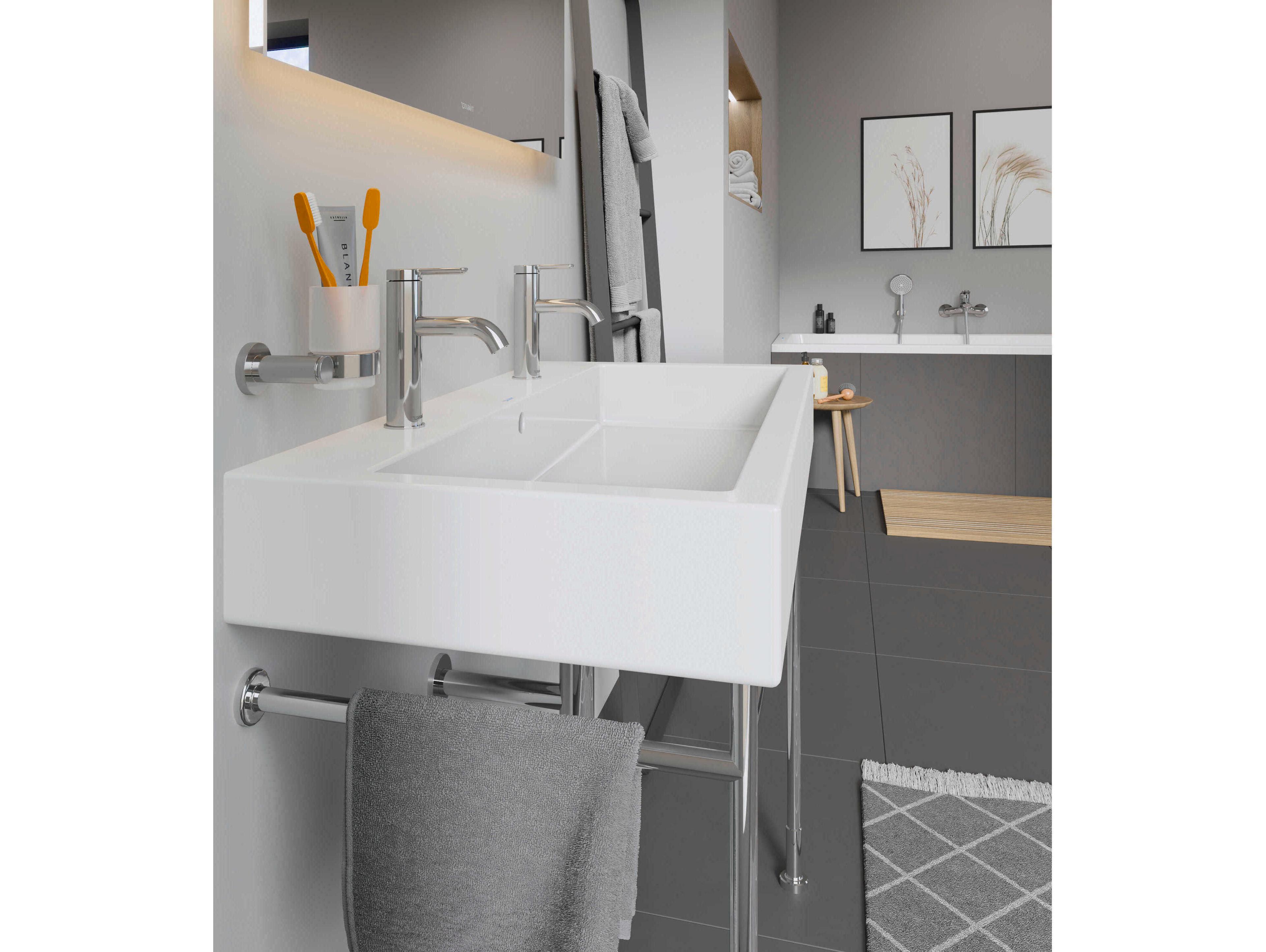 Duravit Vero 39'' Ceramic White High Gloss Sink with 1 Faucet Holes - 2 basins