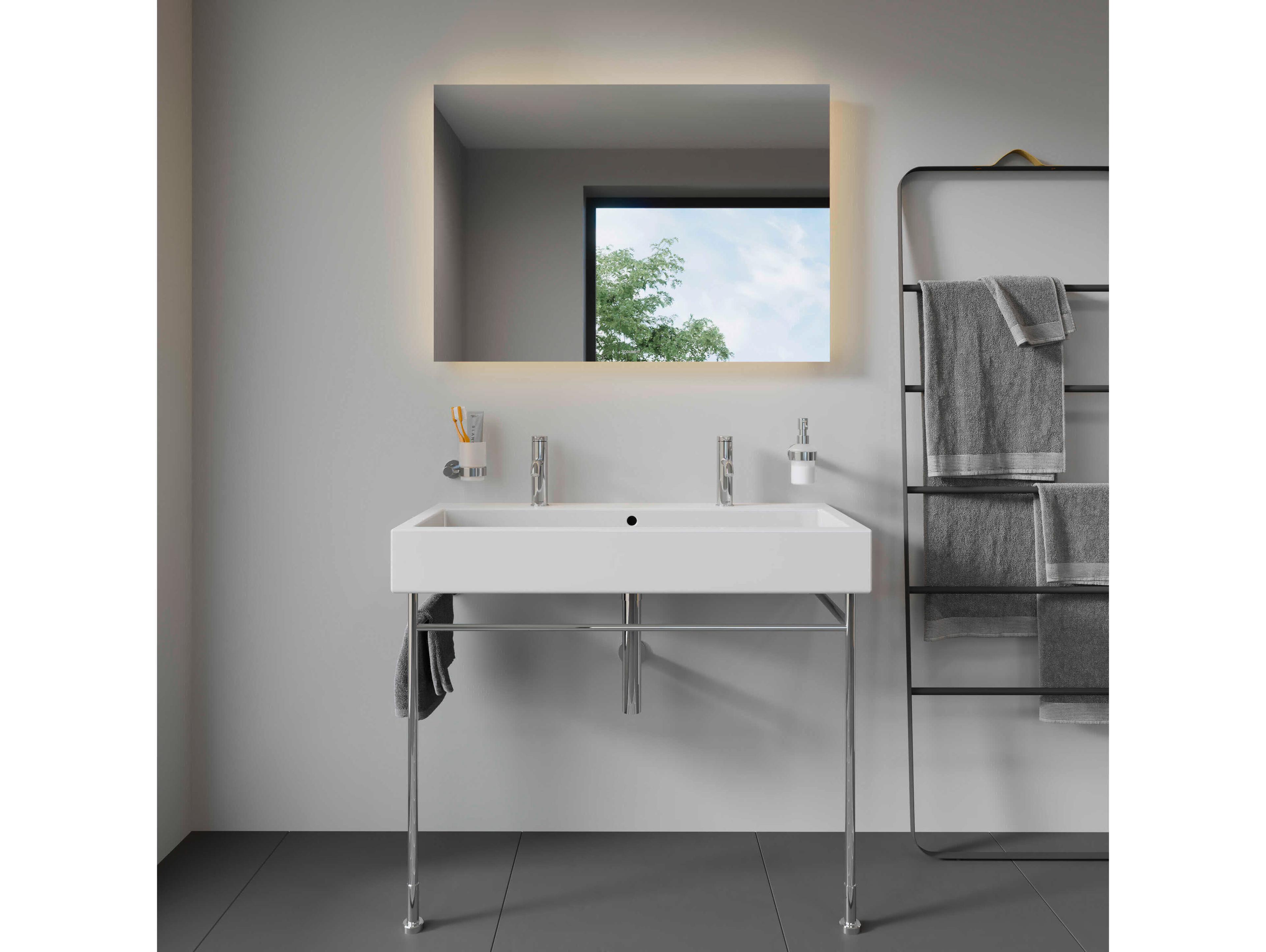 Duravit Vero 39'' Ceramic White High Gloss Sink with 1 Faucet Holes - 2 basins