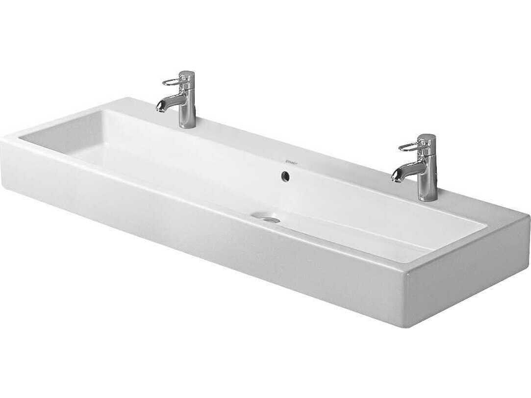 Duravit Vero 47'' Ceramic White High Gloss Sink with 1 Faucet Hole - 2 basins