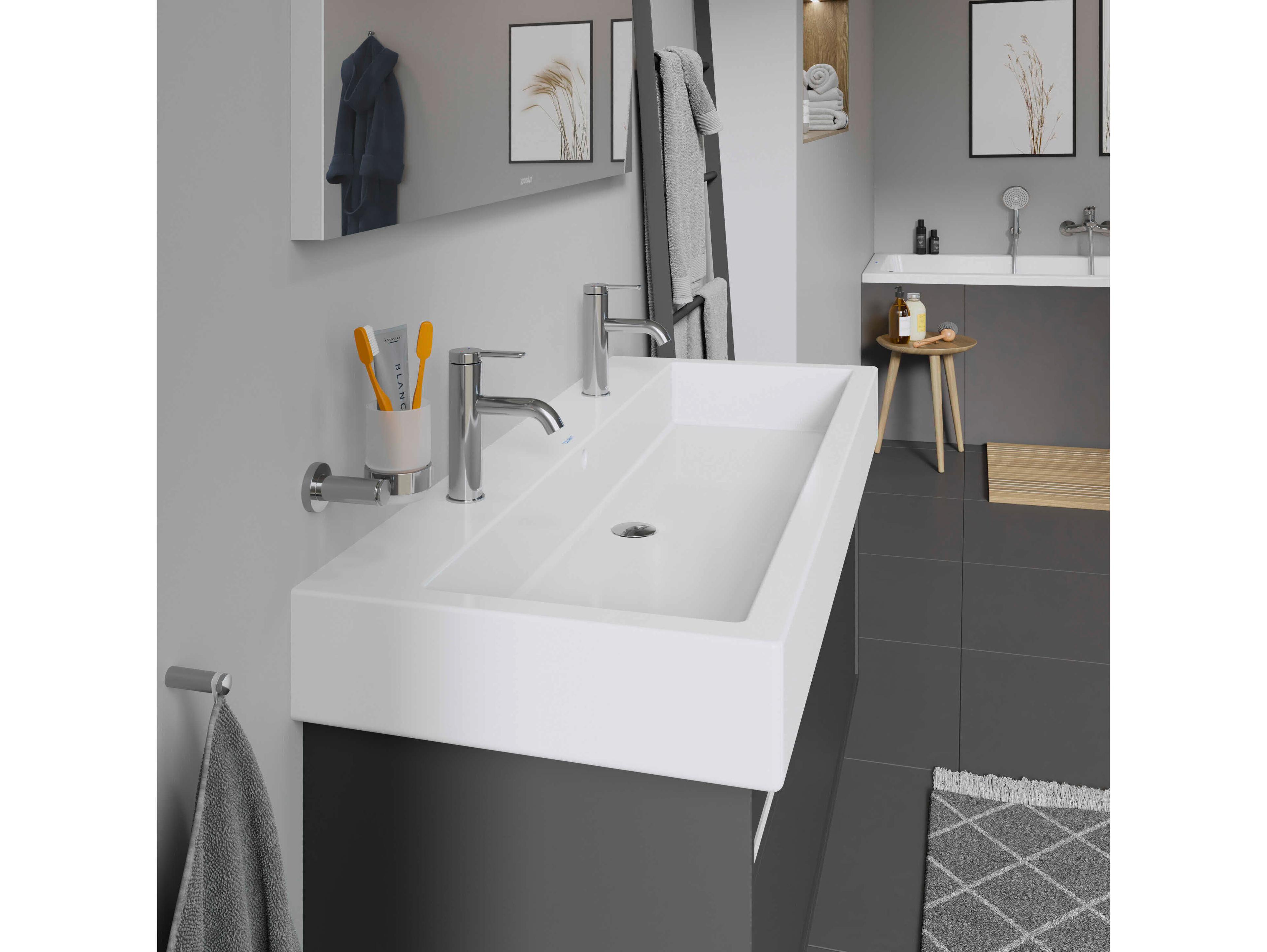 Duravit Vero 47'' Ceramic White High Gloss Sink with 1 Faucet Hole - 2 basins