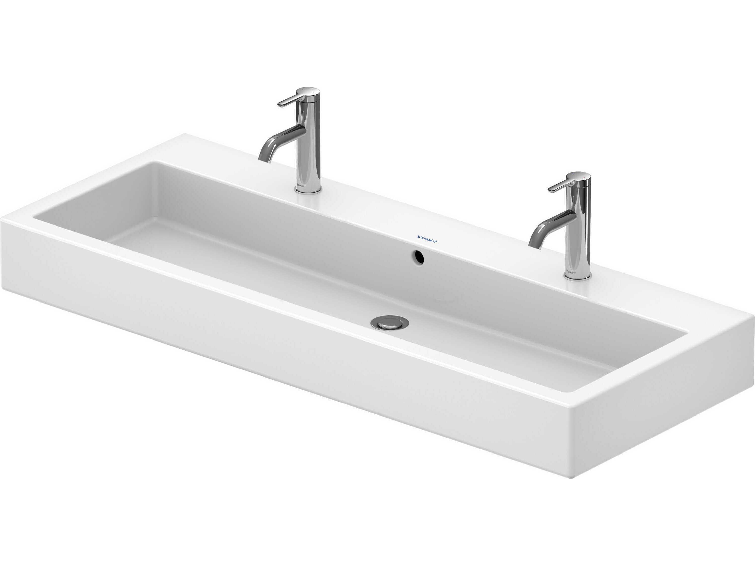 Duravit Vero 47'' Ceramic White High Gloss Sink with 1 Faucet Hole - 2 basins -Ground