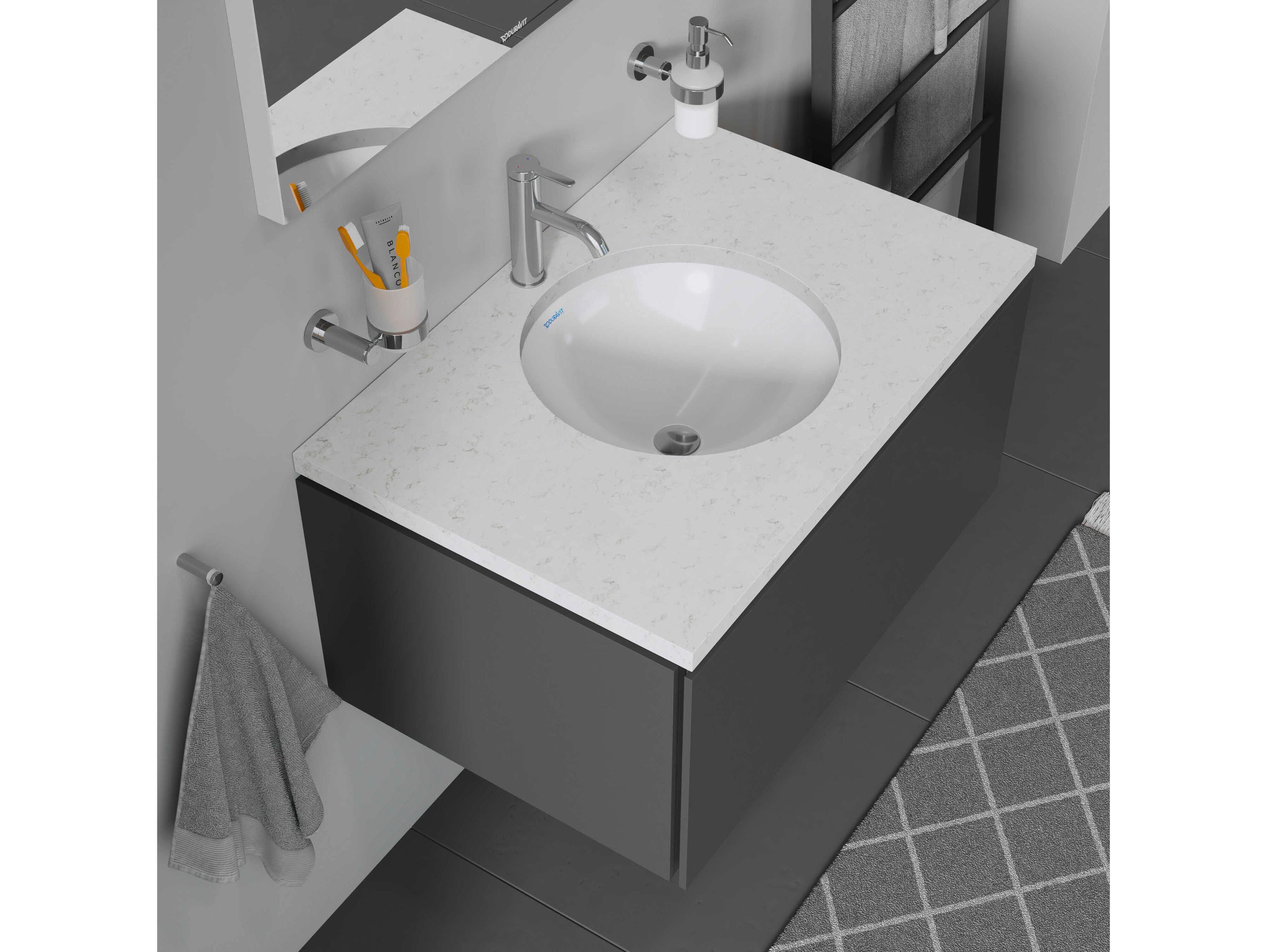 Duravit Architec 16'' White High Gloss Undermount Sink with no faucet holes