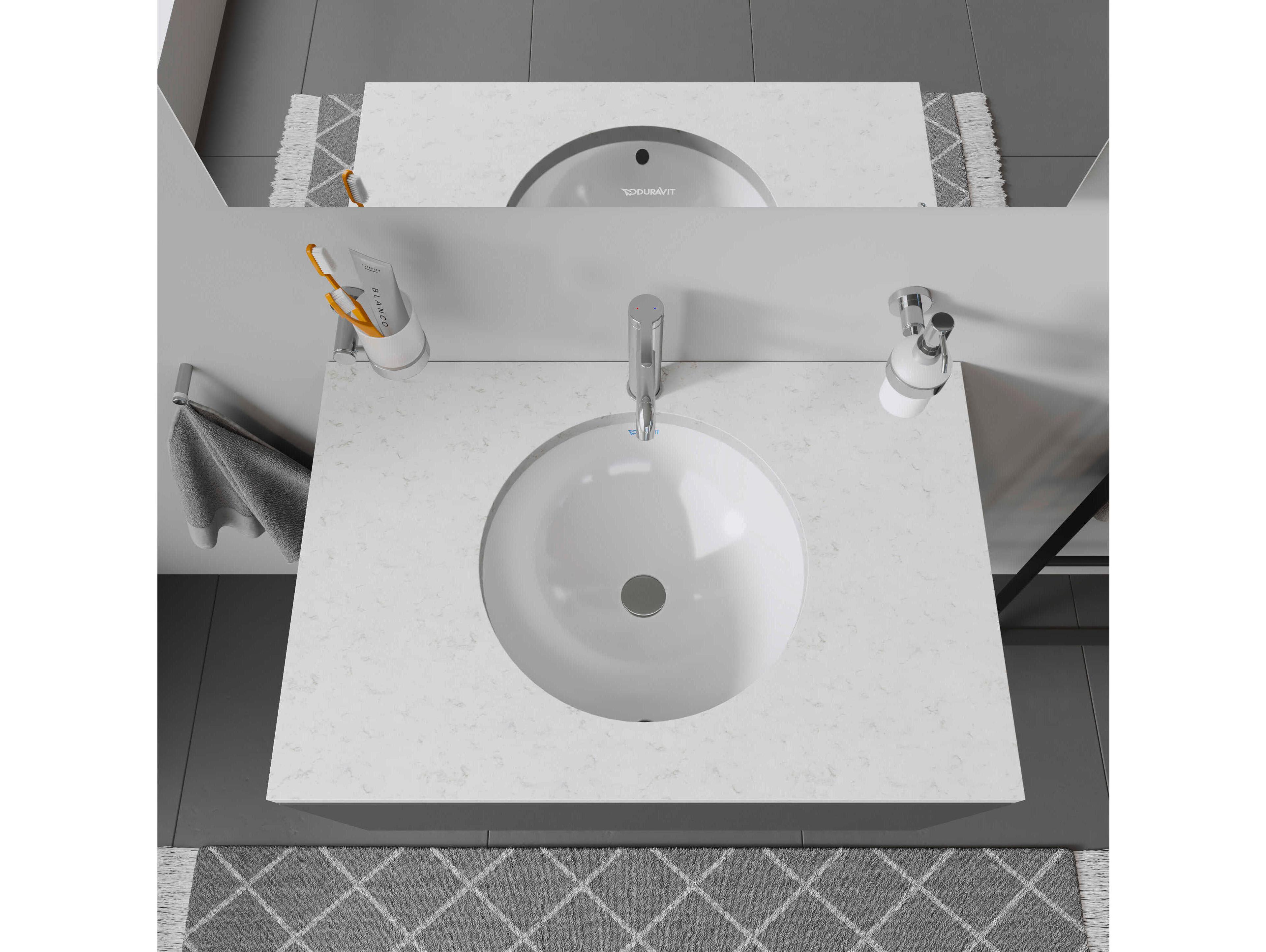 Duravit Architec 16'' White High Gloss Undermount Sink with no faucet holes