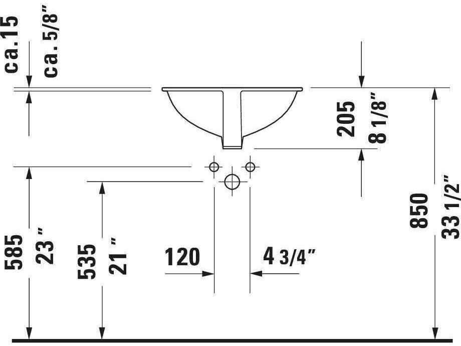 Duravit Design 18'' Ceramic White High Gloss Undermount Sink with no faucet holes