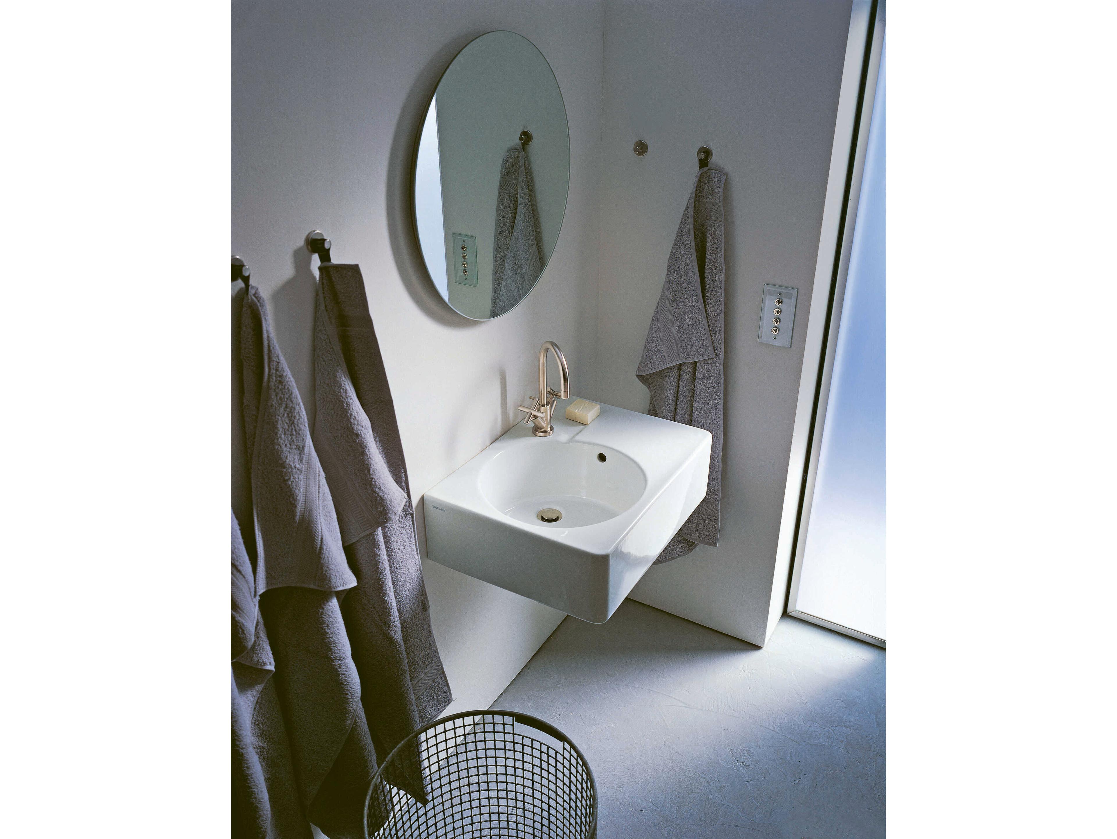 Duravit Design 24'' Rectangular Ceramic White High Gloss Undermount Sink with no faucet holes - Left sided basin