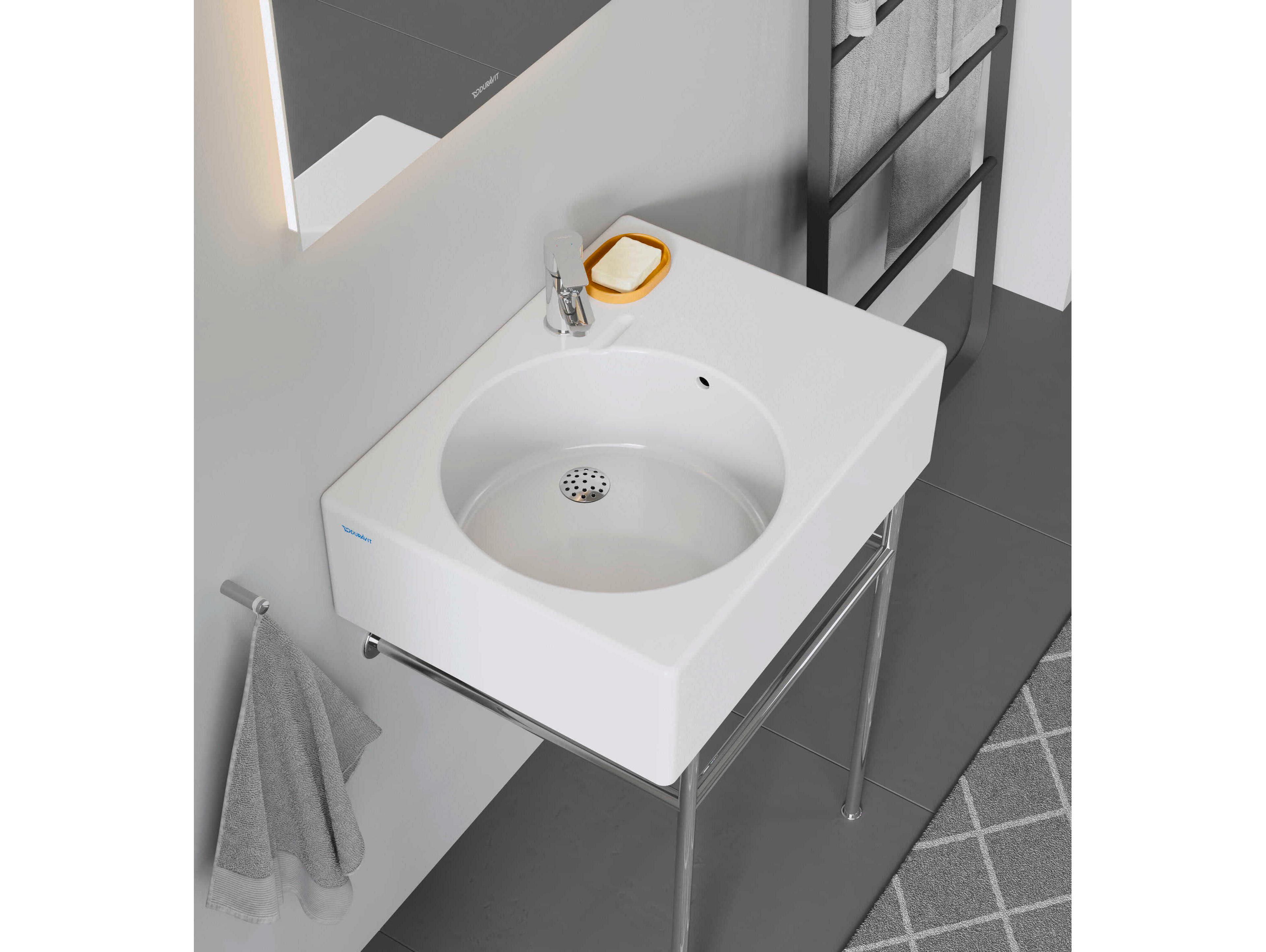 Duravit Design 24'' Rectangular Ceramic White High Gloss Undermount Sink with no faucet holes - Left sided basin