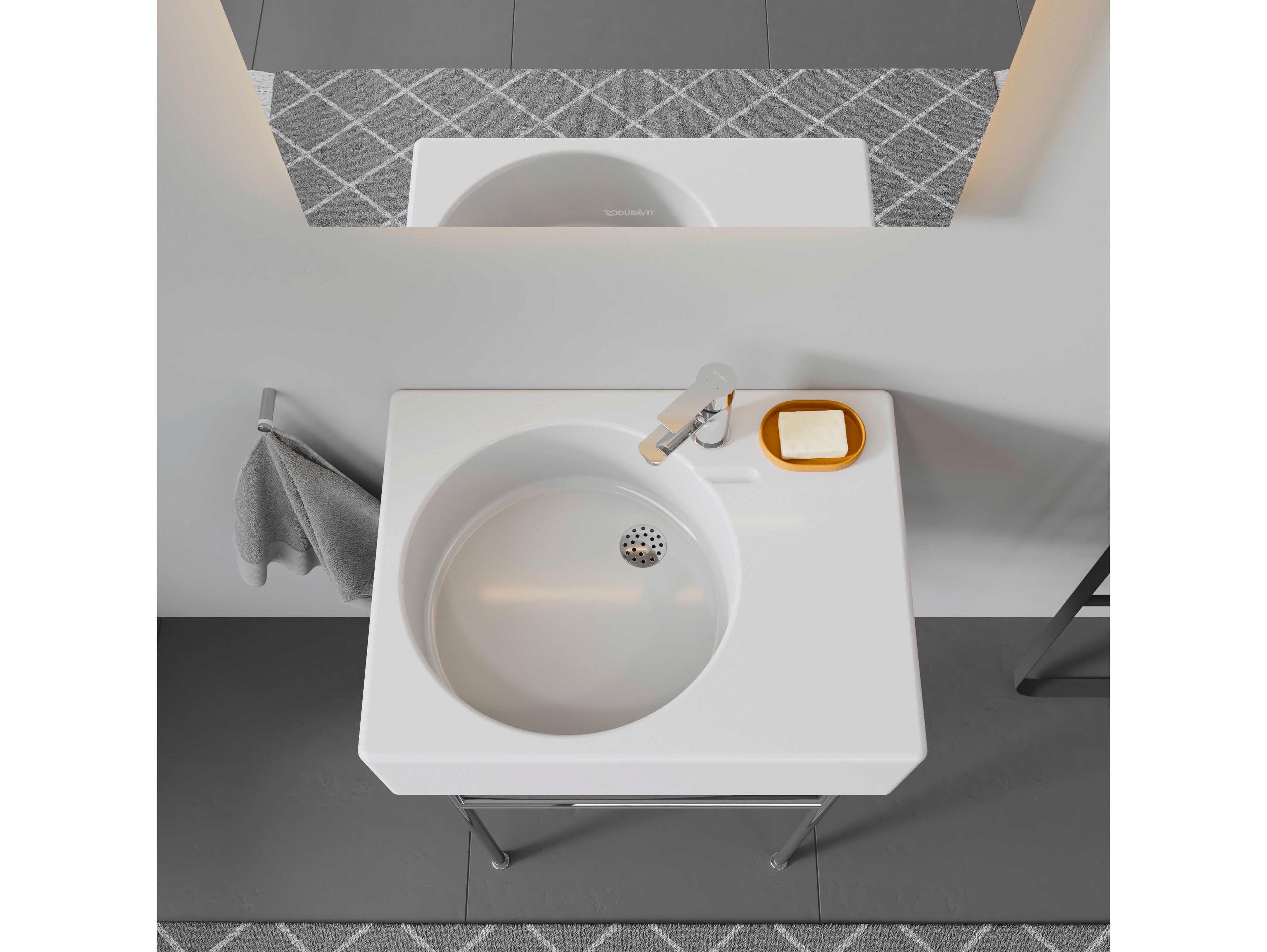 Duravit Design 24'' Rectangular Ceramic White High Gloss Undermount Sink with no faucet holes - Left sided basin