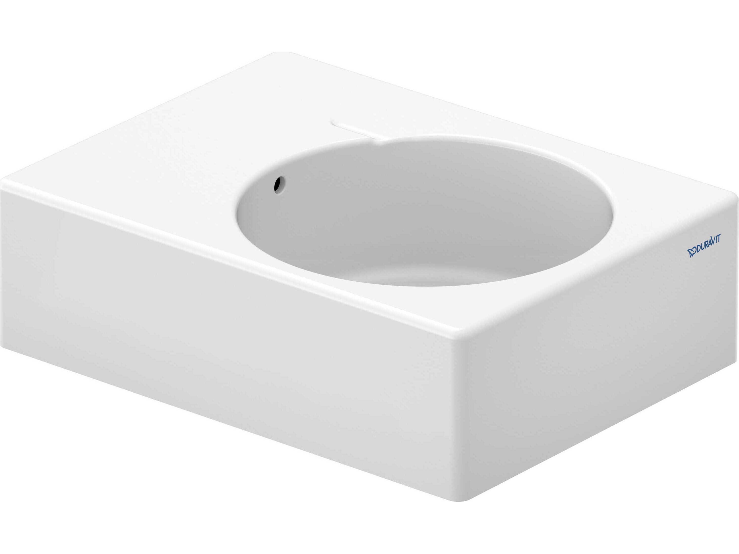Duravit Design 24'' Rectangular Ceramic White High Gloss Undermount Sink with no faucet holes - Right sided basin