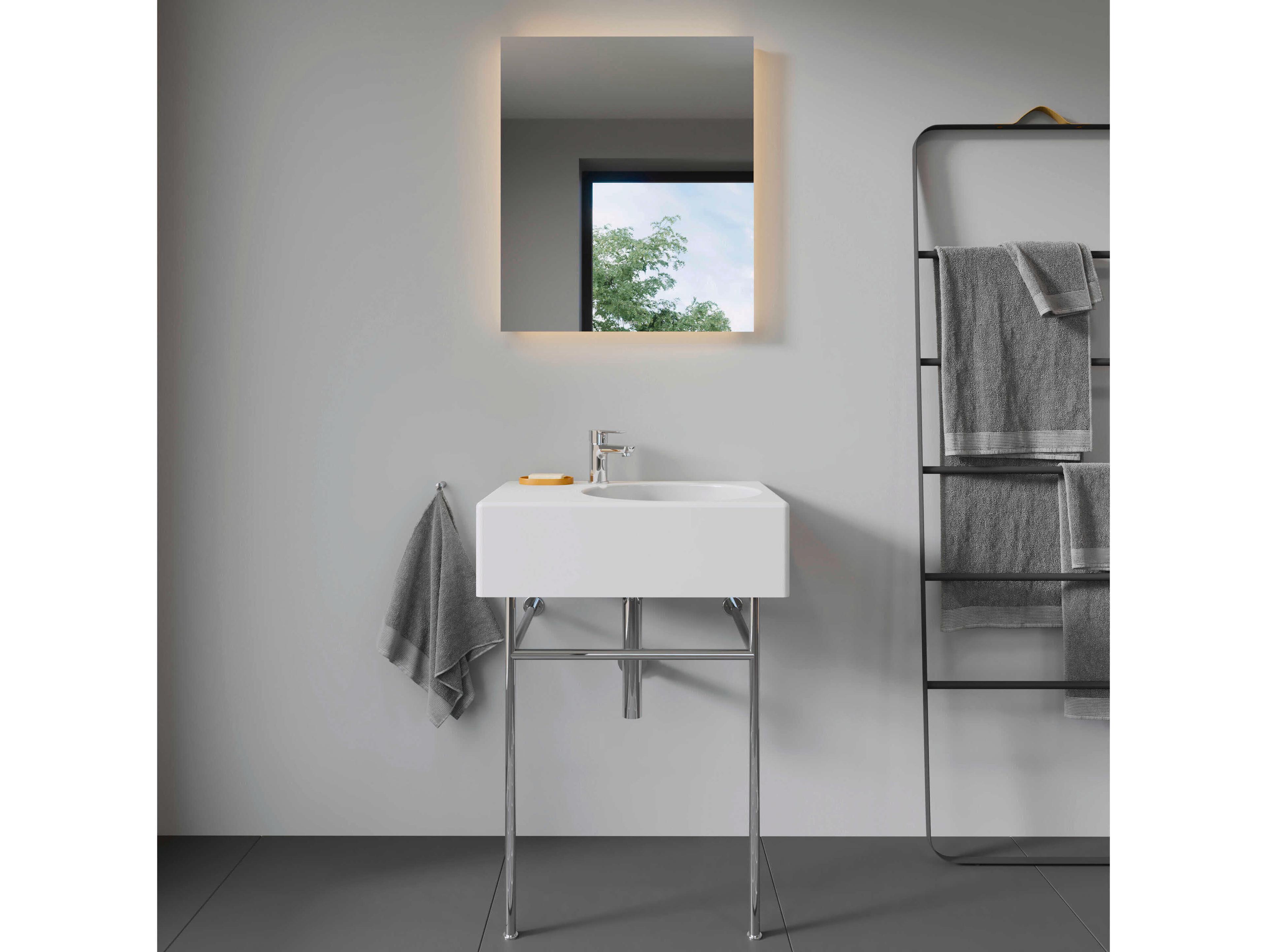 Duravit Design 24'' Rectangular Ceramic White High Gloss Undermount Sink with no faucet holes - Right sided basin