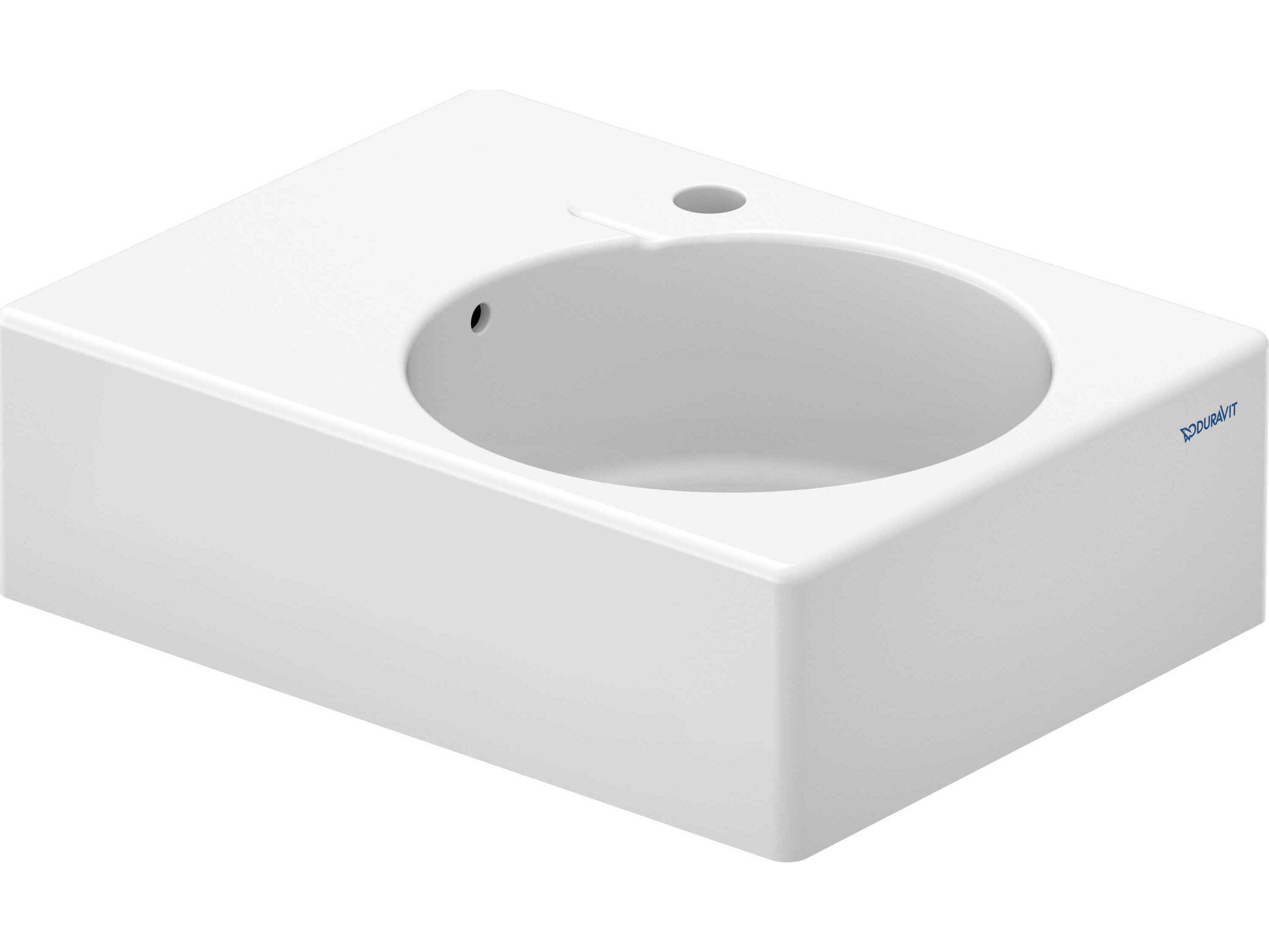 Duravit Design 24'' Rectangular Ceramic White High Gloss Undermount Sink with 1 faucet hole - Right sided basin