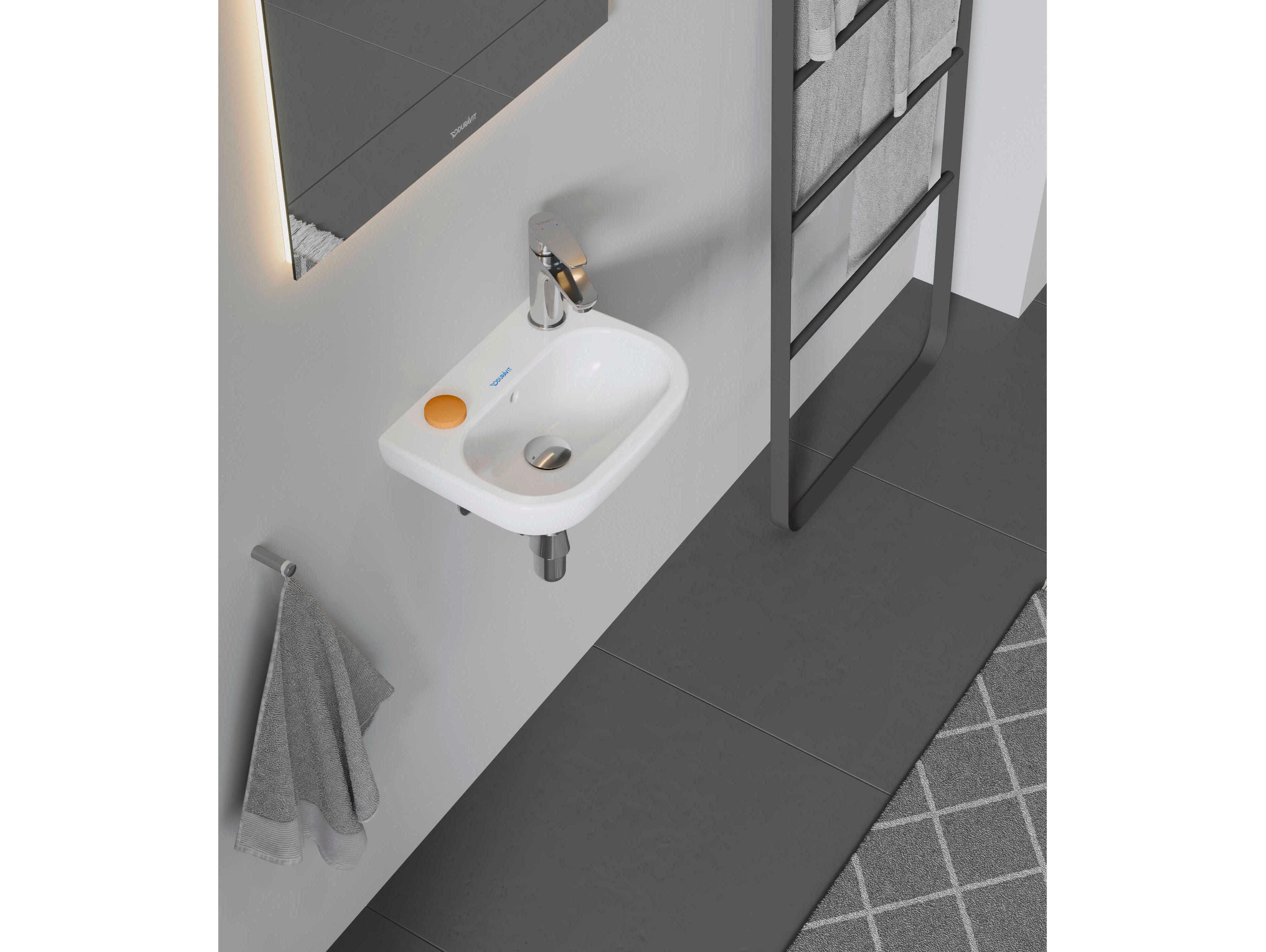 Duravit D-code 14'' Ceramic White High Gloss Sink with 1 Right-side faucet hole