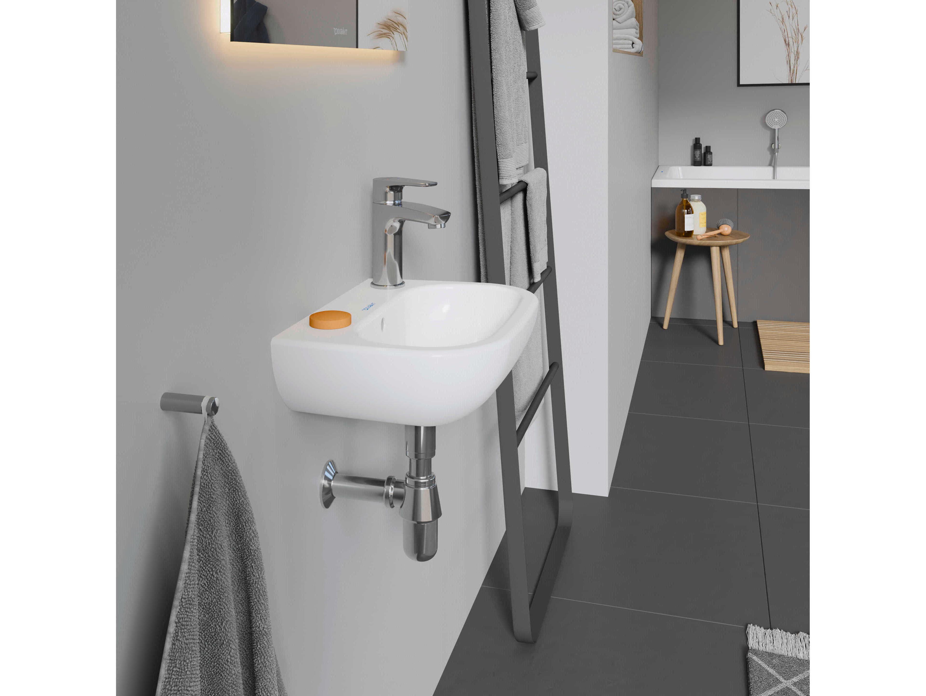 Duravit D-code 14'' Ceramic White High Gloss Sink with 1 Left-side faucet hole