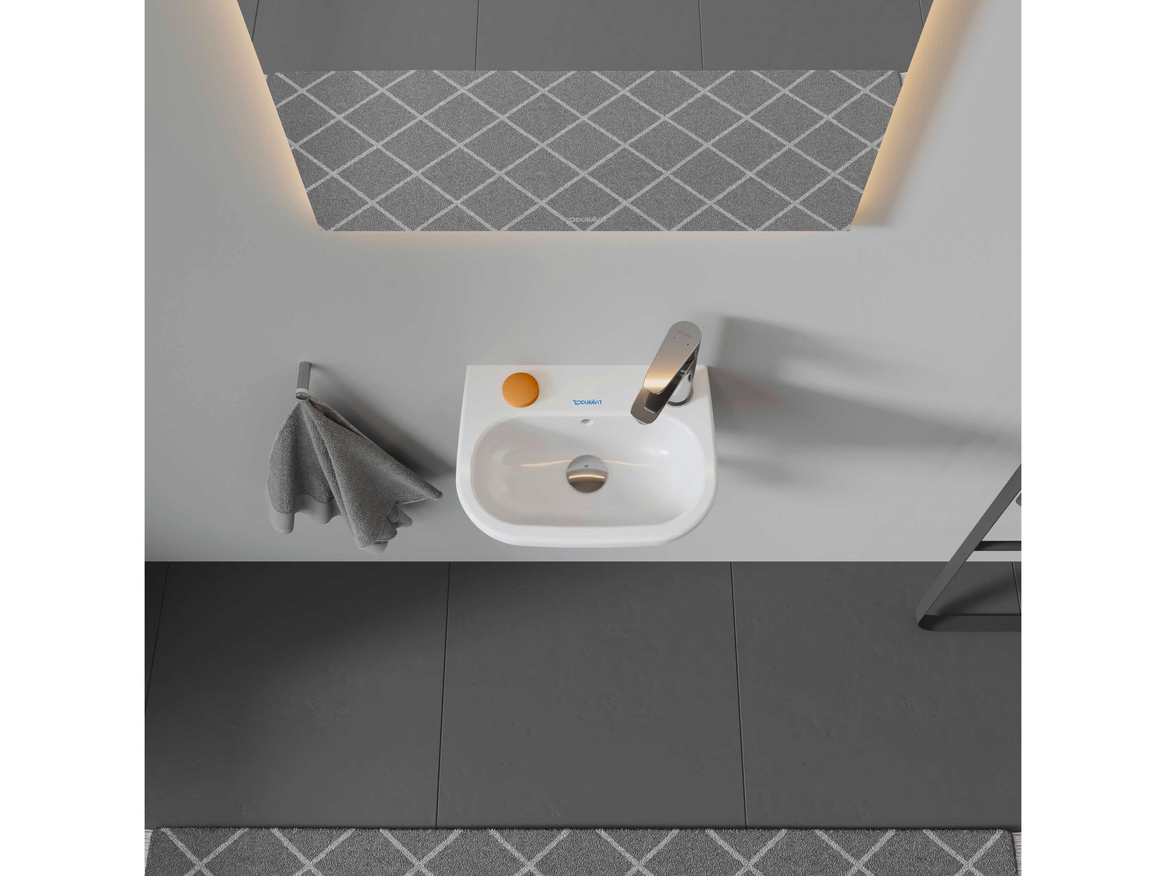 Duravit D-code 14'' Ceramic White High Gloss Sink with 1 Left-side faucet hole