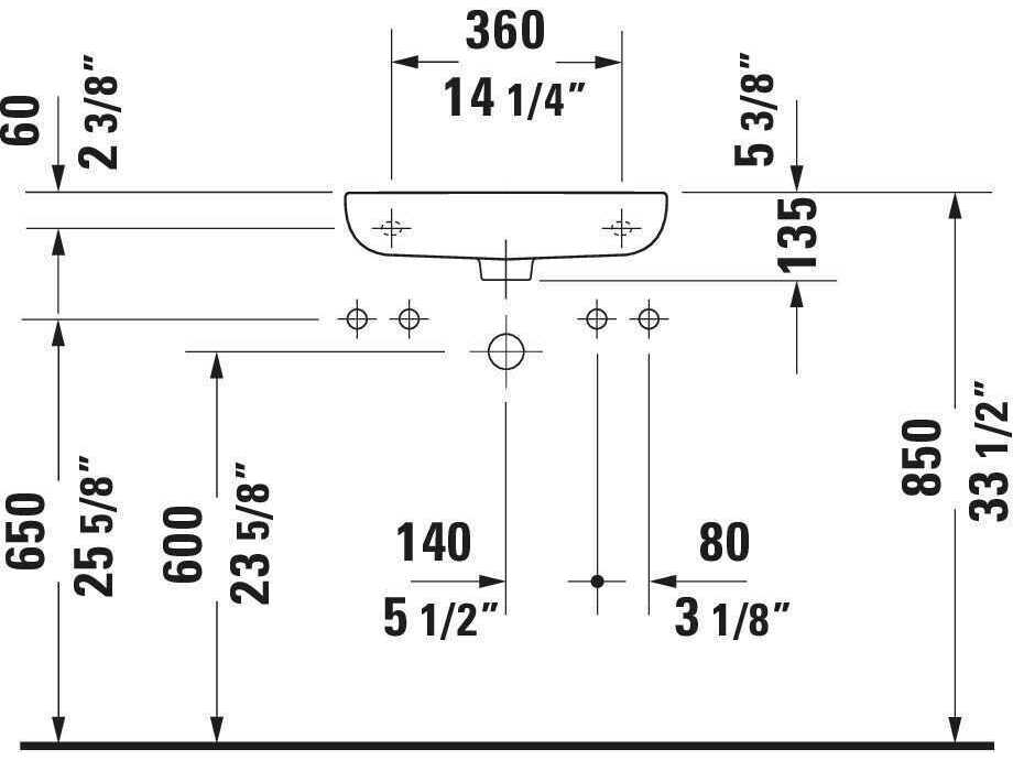 Duravit D-code 20'' Ceramic White High Gloss Sink with 1 Left-side faucet hole