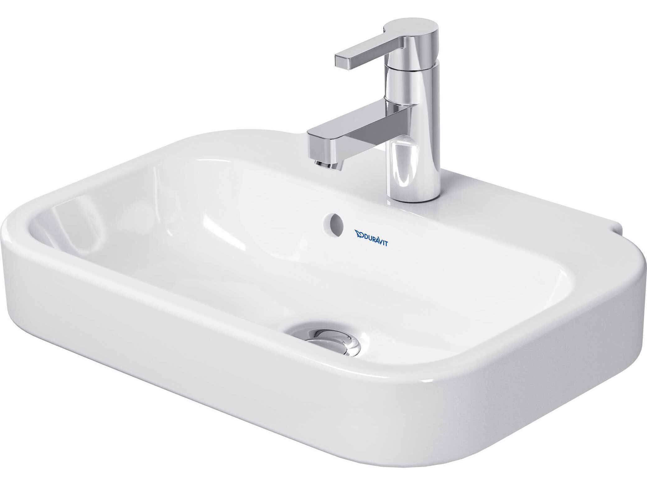 Duravit Happy D.2 20'' Ceramic White High Gloss Hand Sink with 1 Faucet Hole