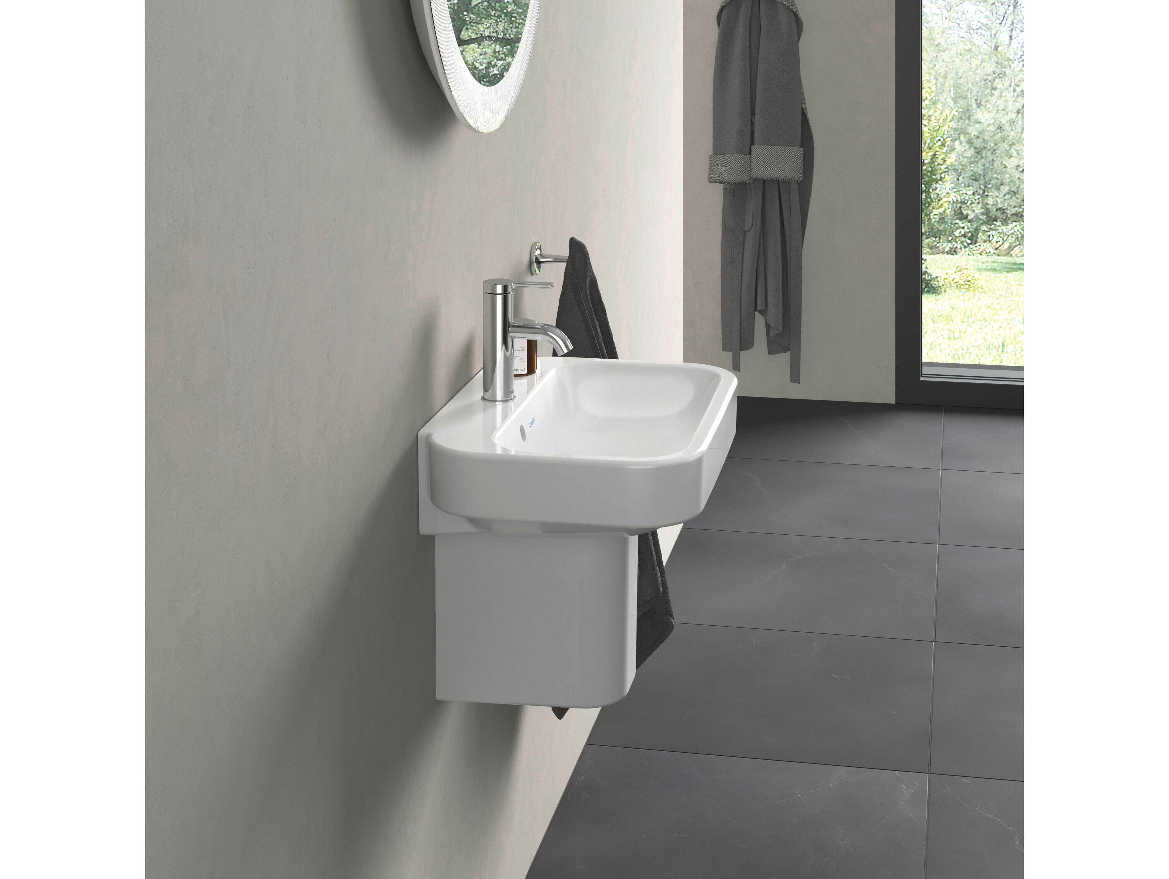 Duravit Happy D.2 20'' Ceramic White High Gloss Hand Sink with 1 Faucet Hole