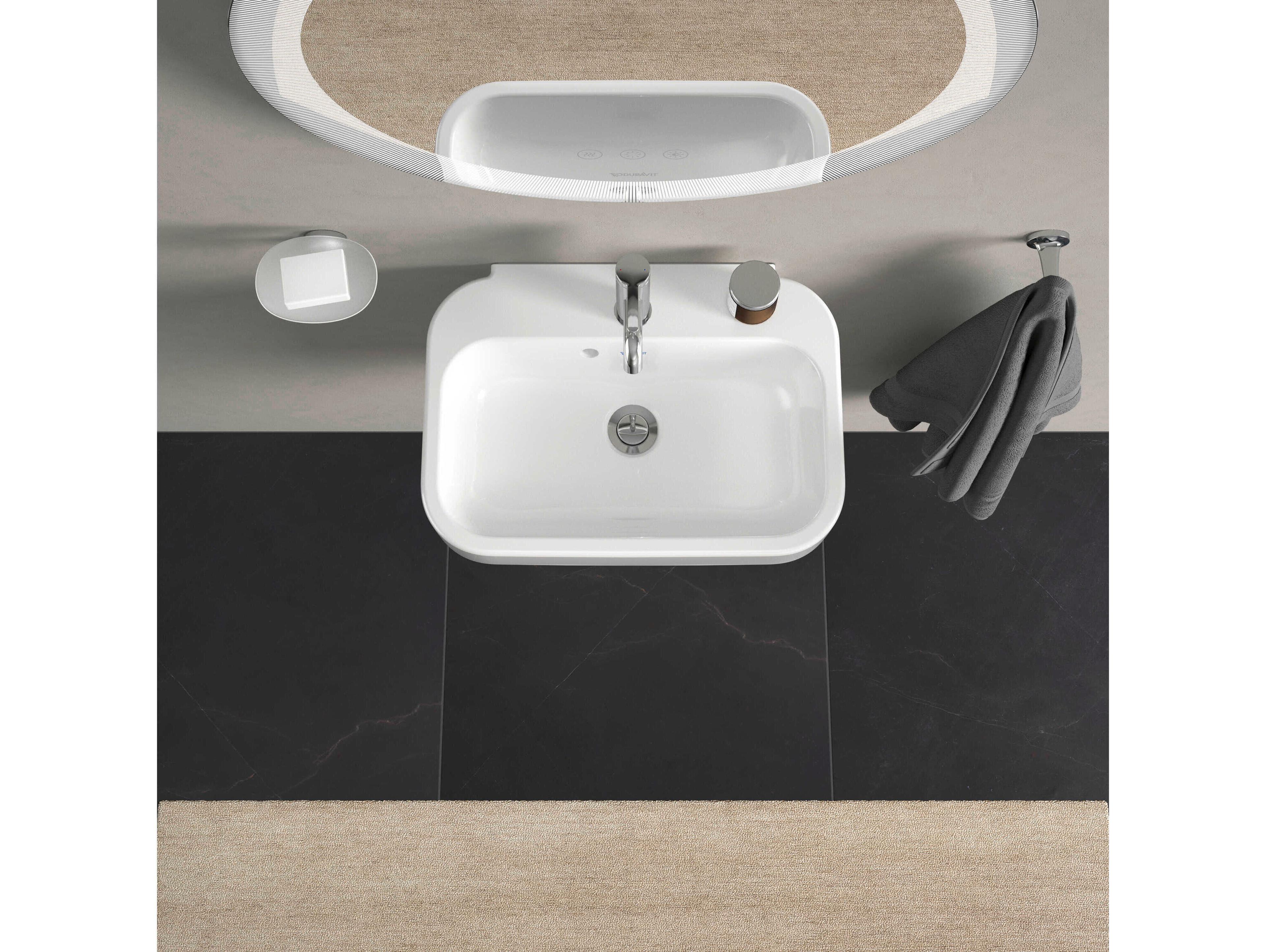 Duravit Happy D.2 20'' Ceramic White High Gloss Hand Sink with 1 Faucet Hole