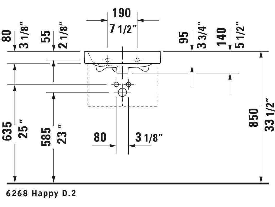 Duravit Happy D.2 20'' Ceramic White High Gloss Hand Sink with 1 Faucet Hole