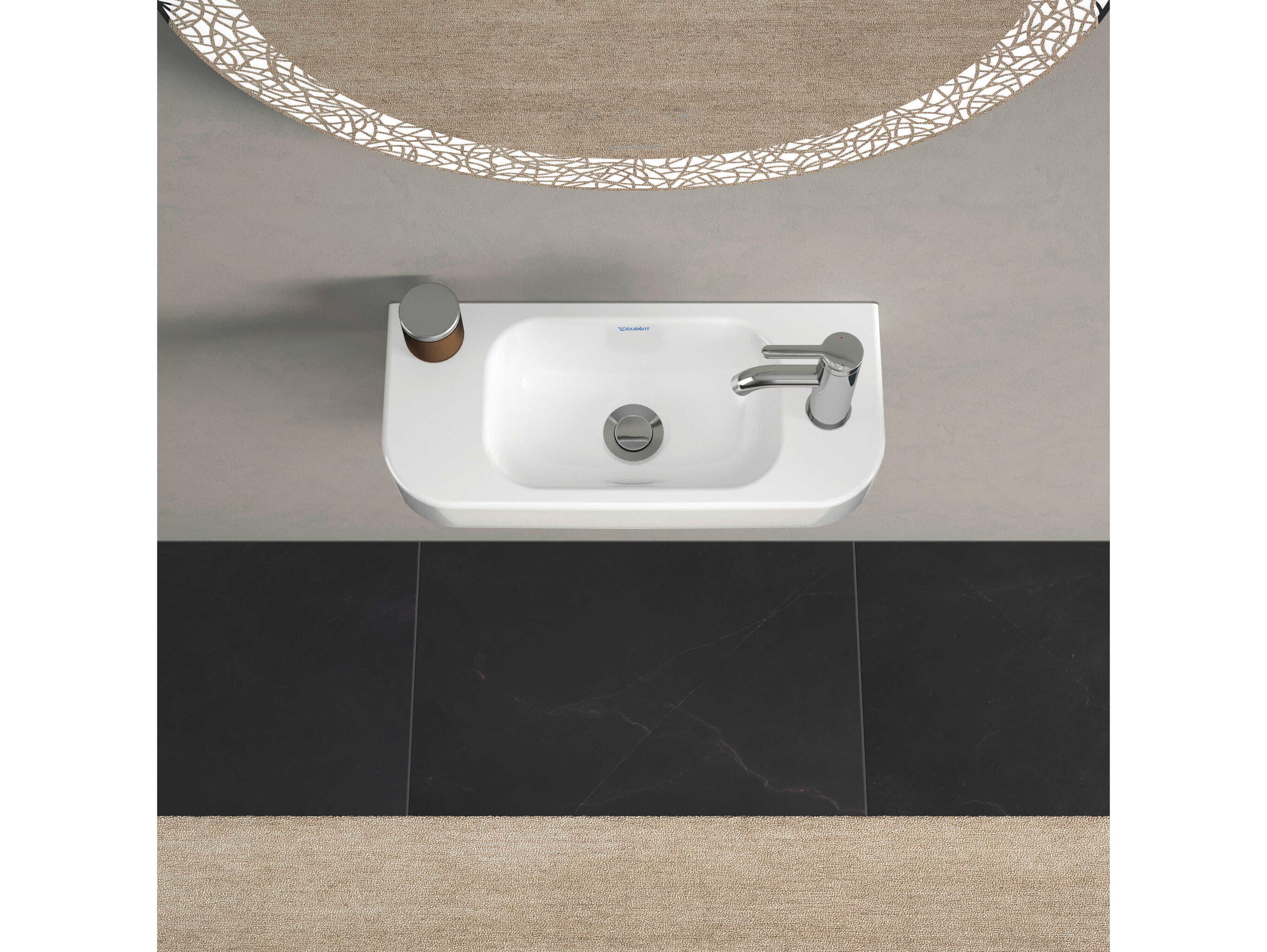 Duravit Happy D.2 20'' Ceramic White High Gloss Hand Sink with 1 Faucet Hole - Right Sided Faucet Hole