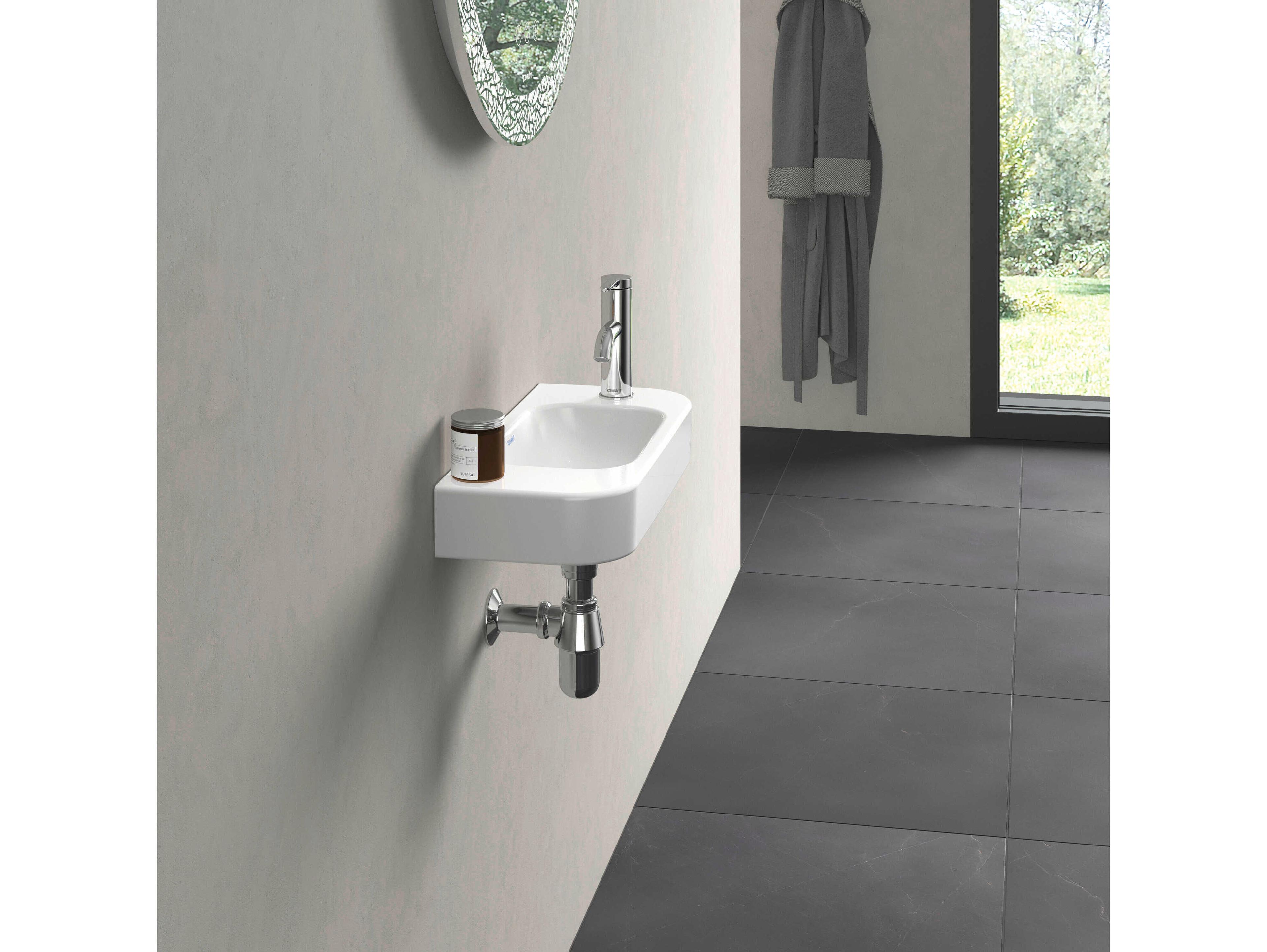 Duravit Happy D.2 20'' Ceramic White High Gloss Hand Sink with 1 Faucet Hole - Right Sided Faucet Hole