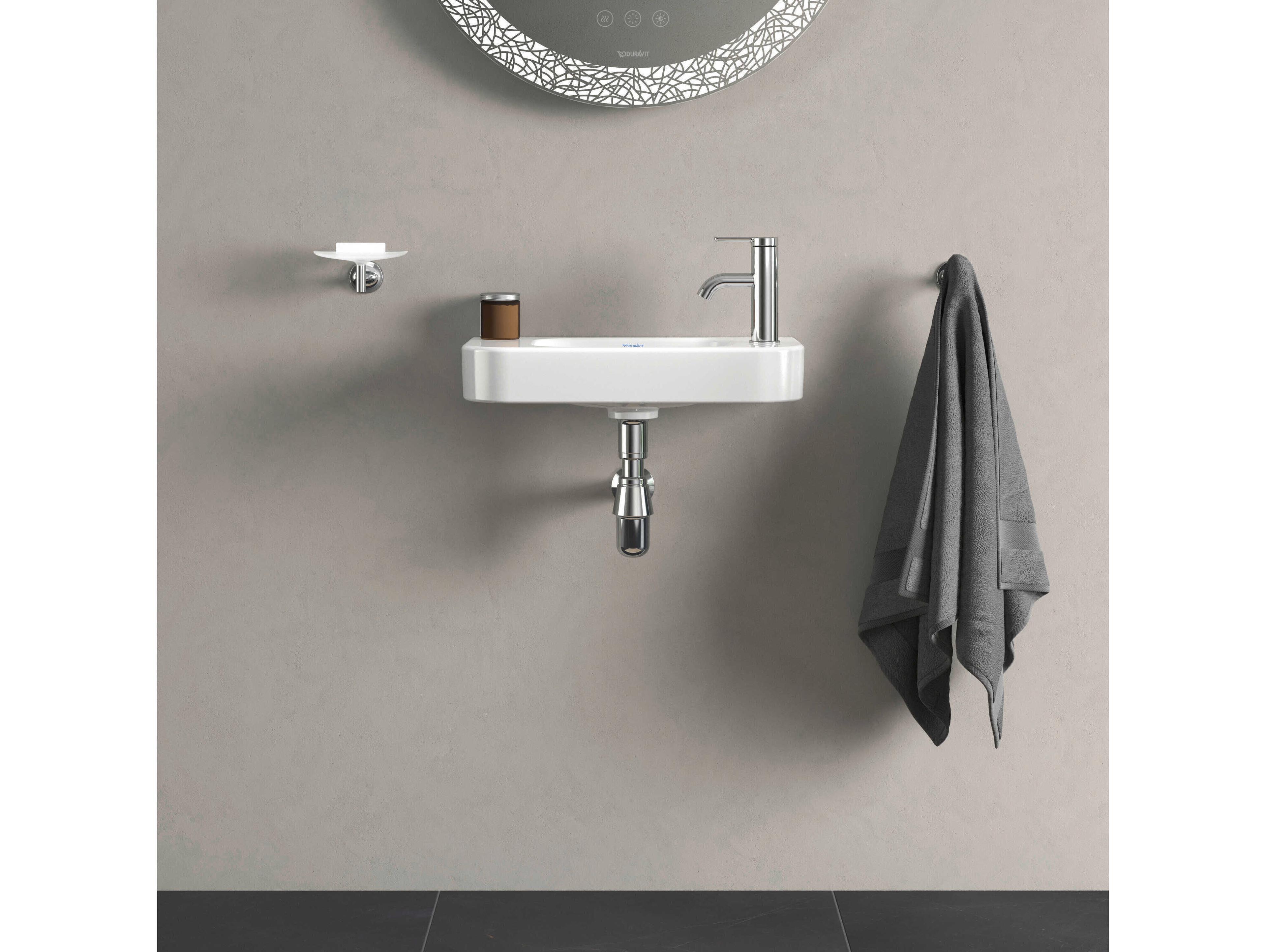 Duravit Happy D.2 20'' Ceramic White High Gloss Hand Sink with 1 Faucet Hole - Right Sided Faucet Hole