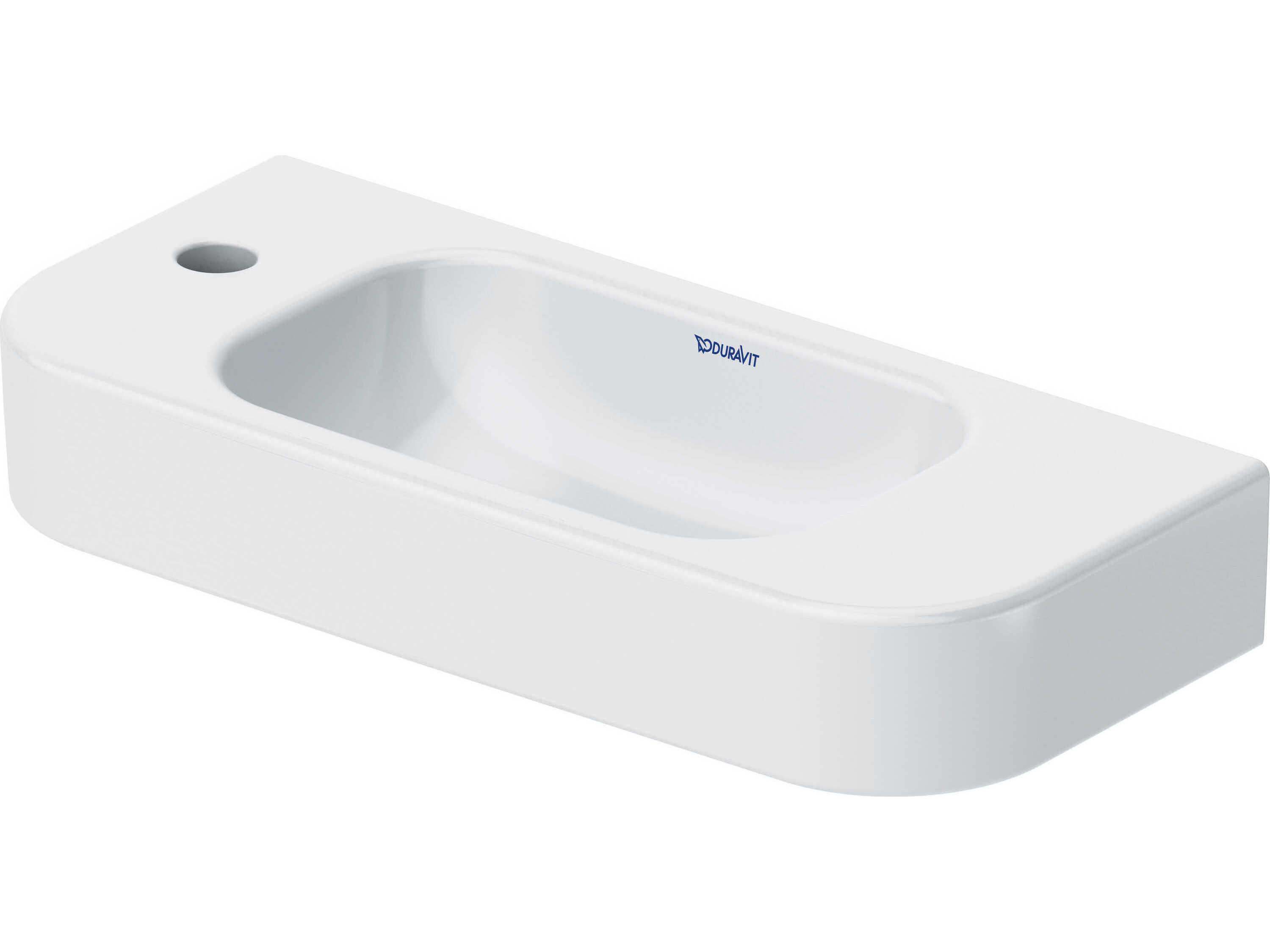 Duravit Happy D.2 20'' Ceramic White High Gloss Hand Sink with 1 Faucet Hole - Left Sided Faucet Hole
