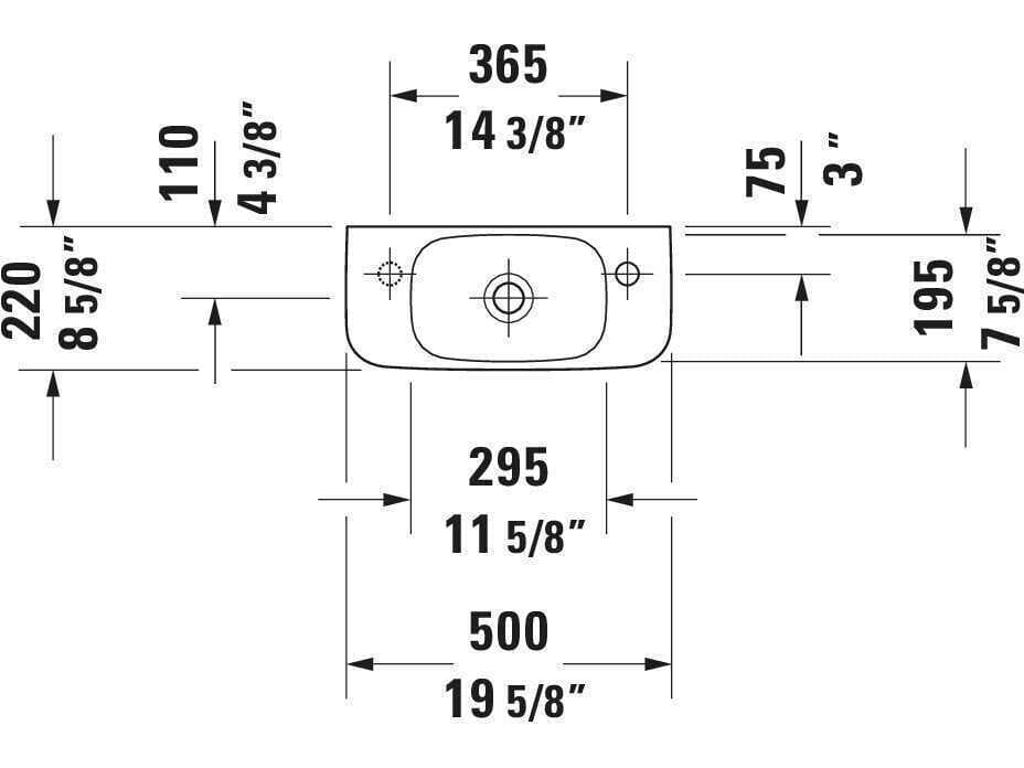 Duravit Durastyle 20'' Ceramic White High Gloss  Sink with 1 Right-Side Faucet hole