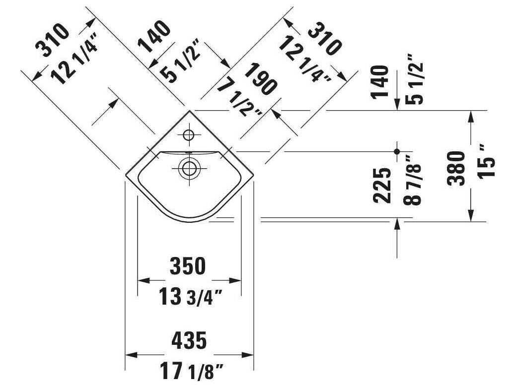 Duravit Me By Starck 17'' Ceramic White High Gloss Hand Sink with 1 Faucet Hole