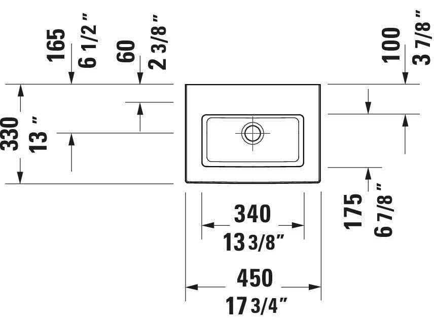 Duravit White Tulip 18'' White High Glosss Hand Sink with No Faucet Hole