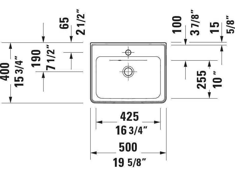 Duravit D-neo 20'' Ceramic White High Gloss Sink - With 1 Faucet hole
