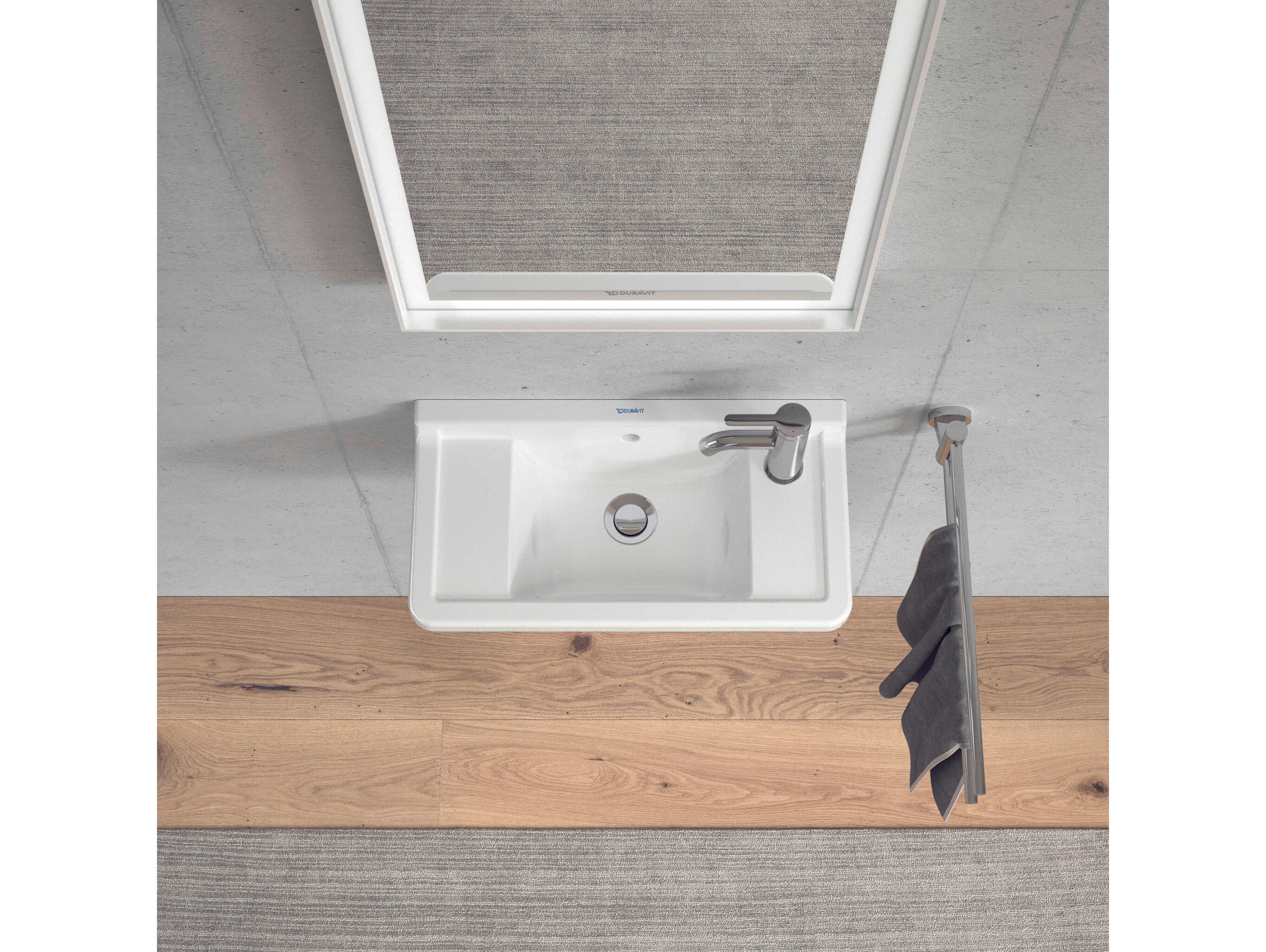 Duravit Starck 3 20'' Ceramic White High Gloss Hand Sink with No Faucet Hole