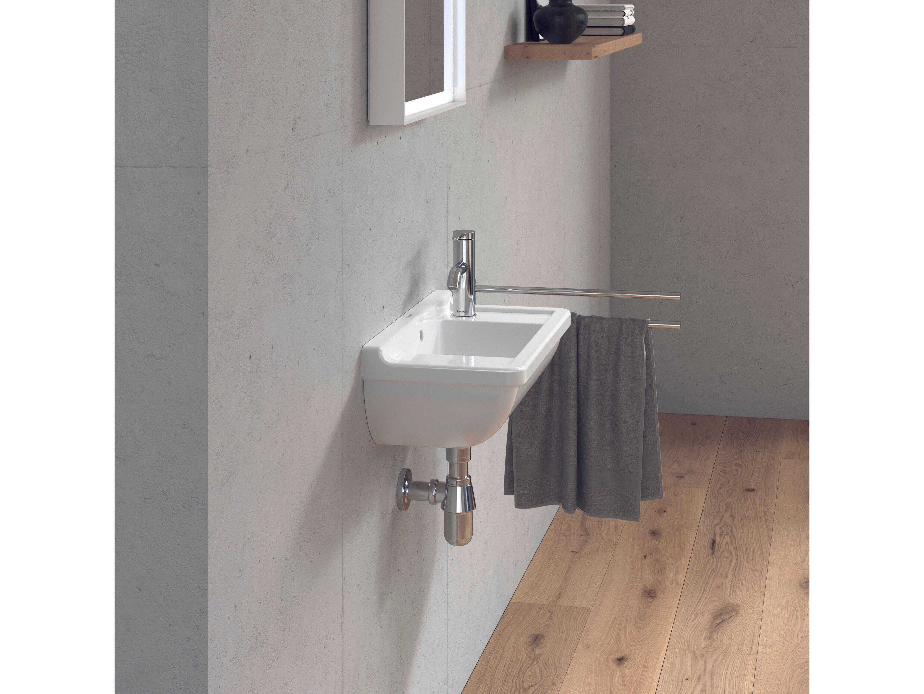 Duravit Starck 3 20'' Ceramic White High Gloss Hand Sink with No Faucet Hole