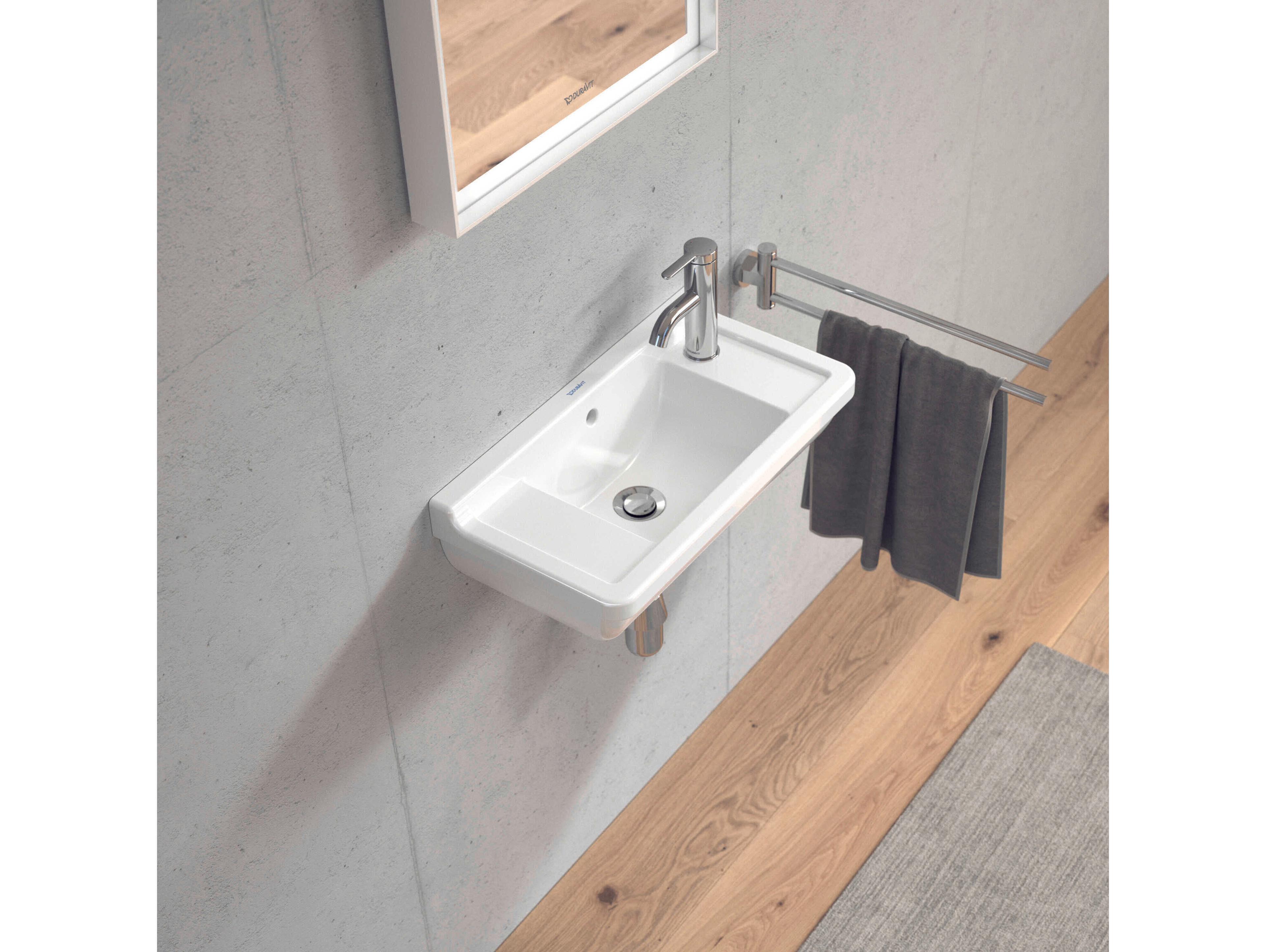 Duravit Starck 3 20'' Ceramic White High Gloss Hand Sink with No Faucet Hole