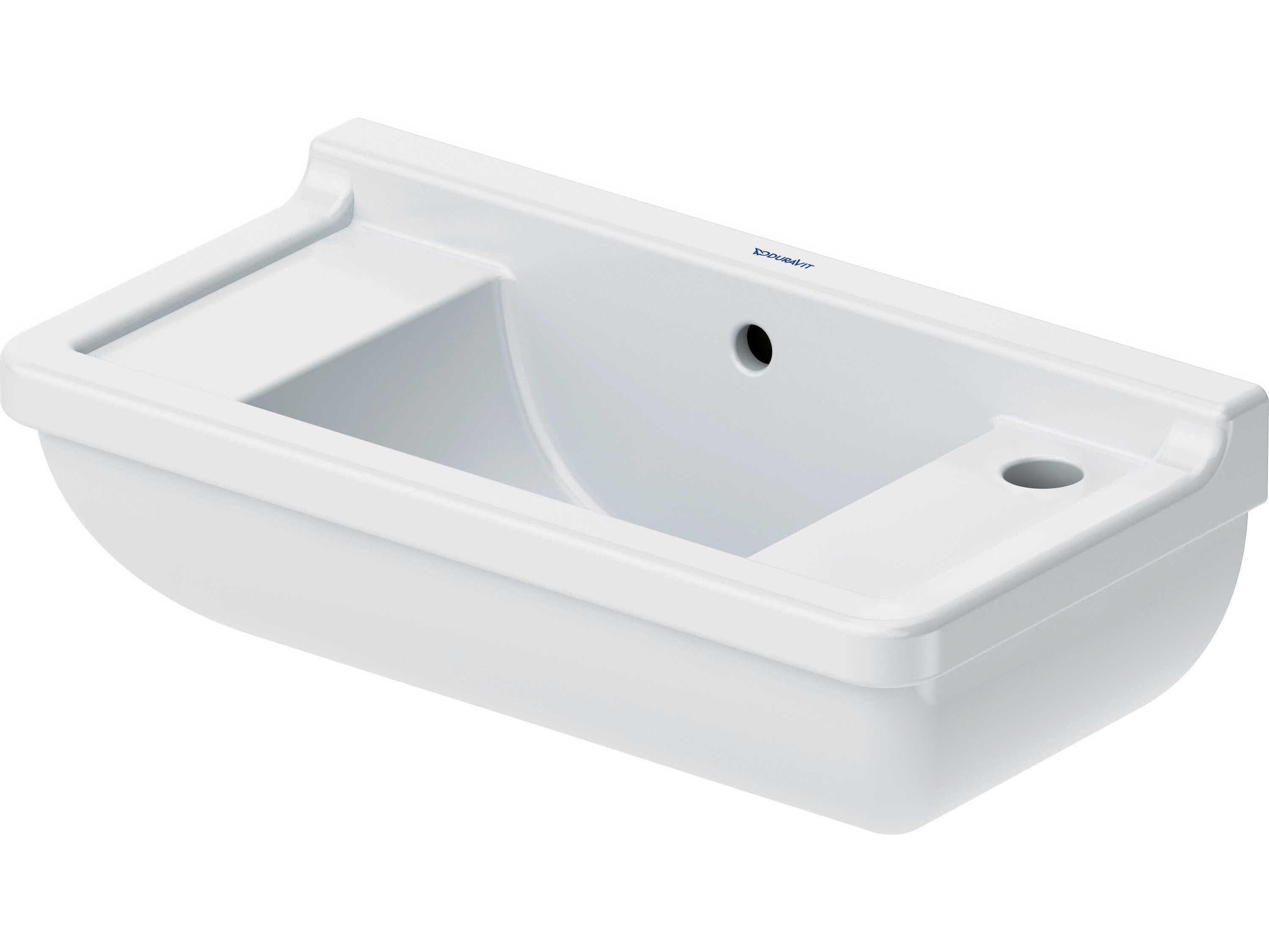 Duravit Starck 3 20'' Ceramic White High Gloss Hand Sink with 1 Faucet Hole - Right Side Faucet Hole