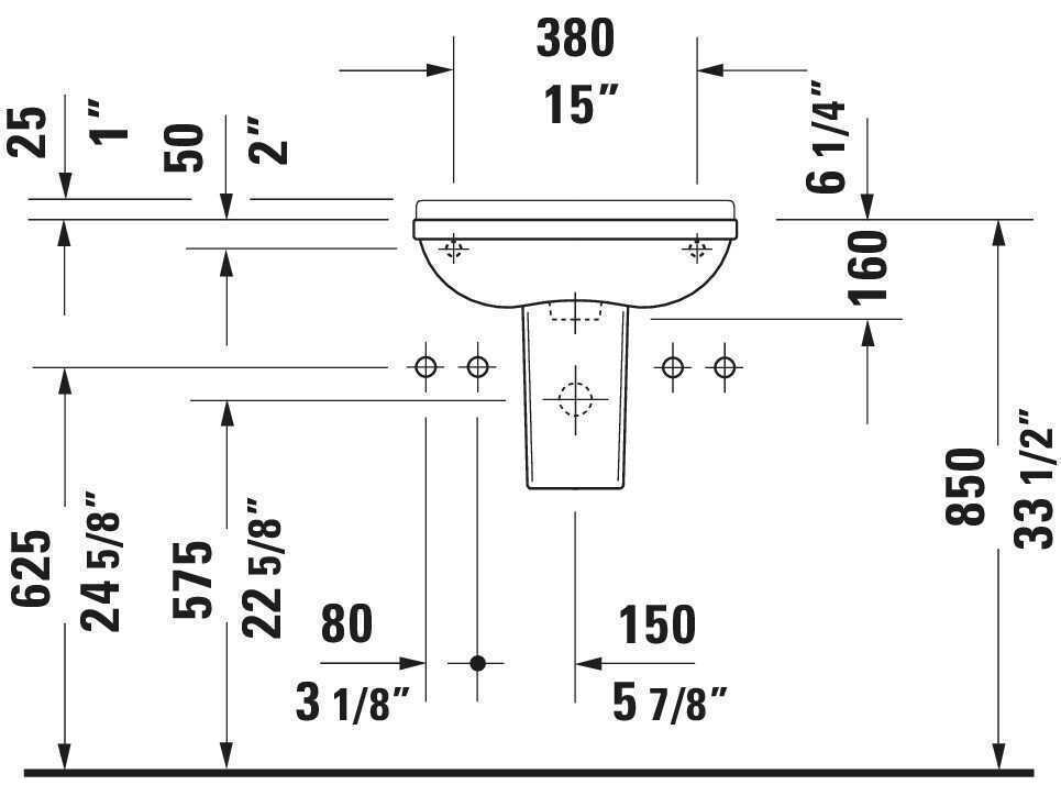 Duravit Starck 3 20'' Ceramic White High Gloss Hand Sink with 1 Faucet Hole - Right Side Faucet Hole