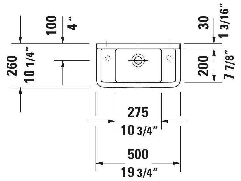 Duravit Starck 3 20'' Ceramic White High Gloss Hand Sink with 1 Faucet Hole - Right Side Faucet Hole