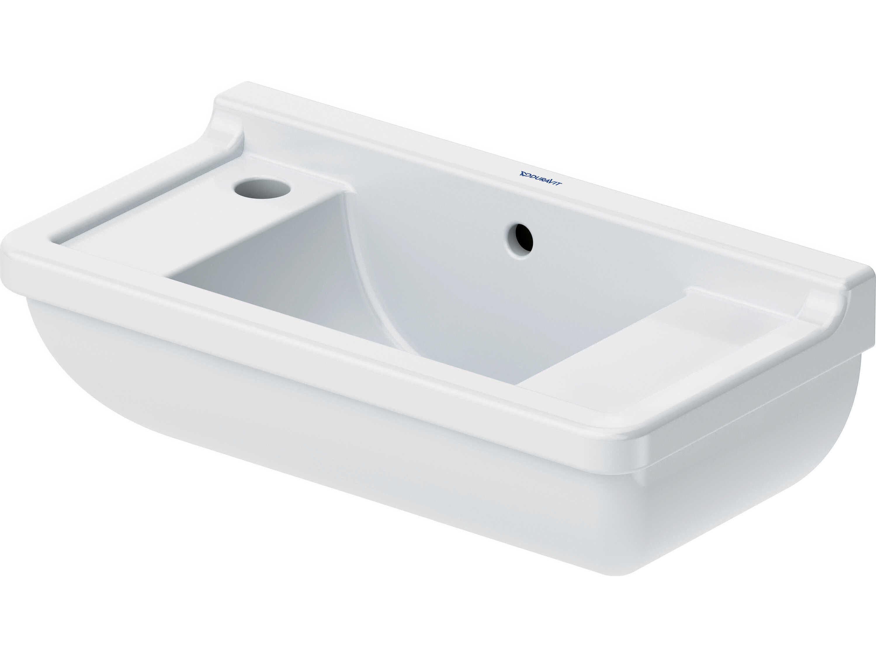 Duravit Starck 3 20'' Ceramic White High Gloss Hand Sink with 1 Faucet Hole - Left Side Faucet Hole