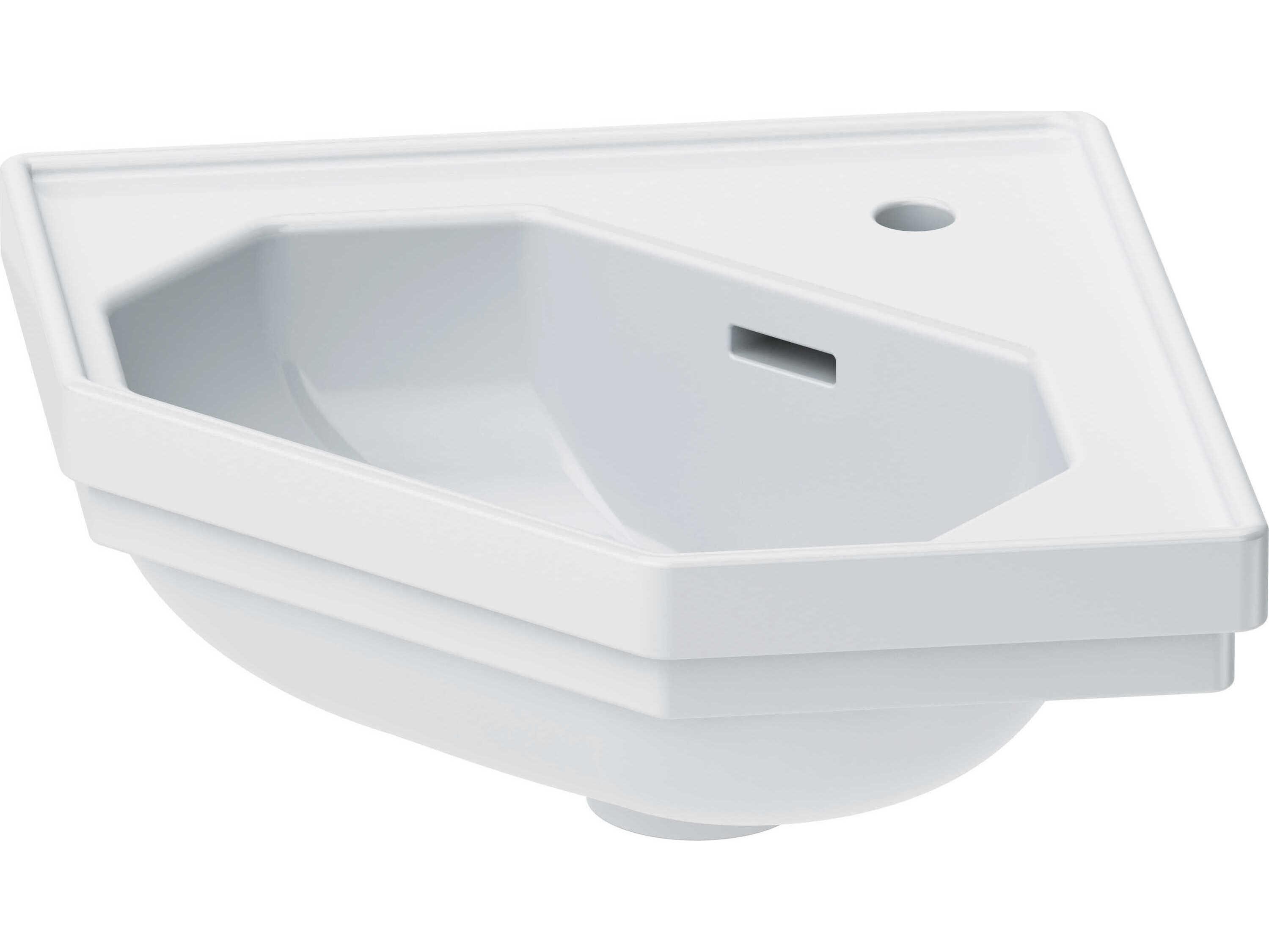 Duravit 1930 Series 24'' White High Gloss Corner Sink with 1 faucet hole