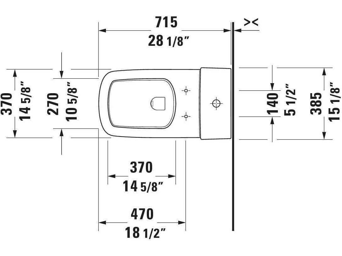 Duravit Durastyle 15'' Ceramic White High Gloss Single Flush One-Piece Toilet - 1.28 GPF - Left Side Lever