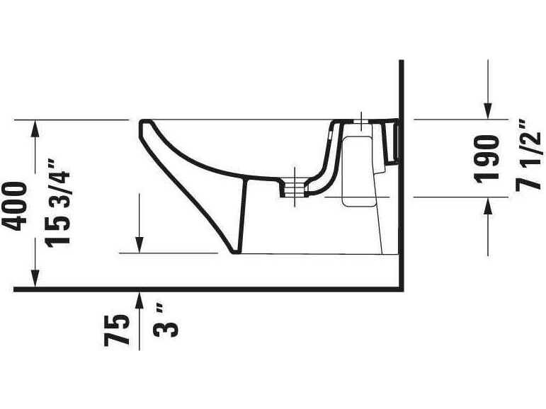 Duravit Durastyle 15'' White High Gloss Wall- Mounted Bidet with 1 Faucet hole