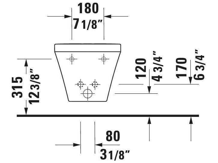 Duravit Durastyle 15'' White High Gloss Wall- Mounted Bidet with 1 Faucet hole