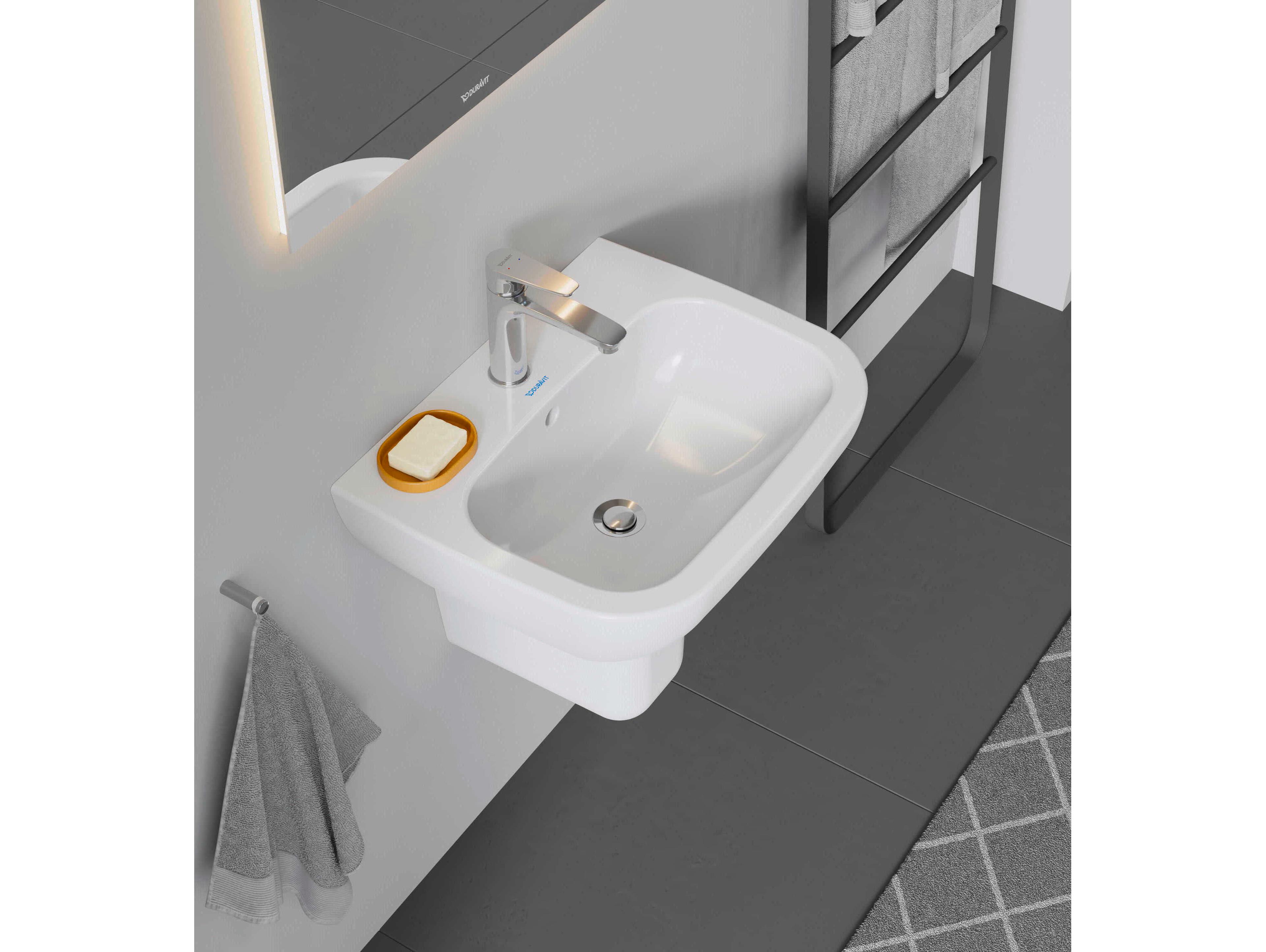Duravit D-code 22'' White High Gloss Sink with 1 Faucet holes