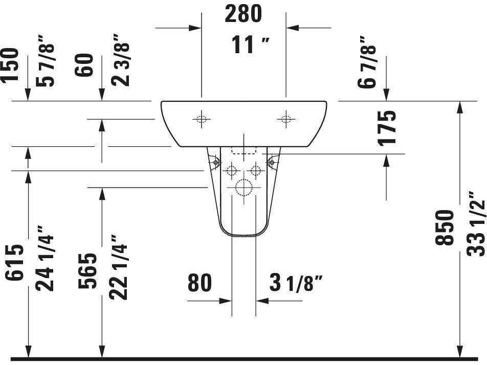 Duravit D-code 22'' White High Gloss Sink with 3 Faucet holes