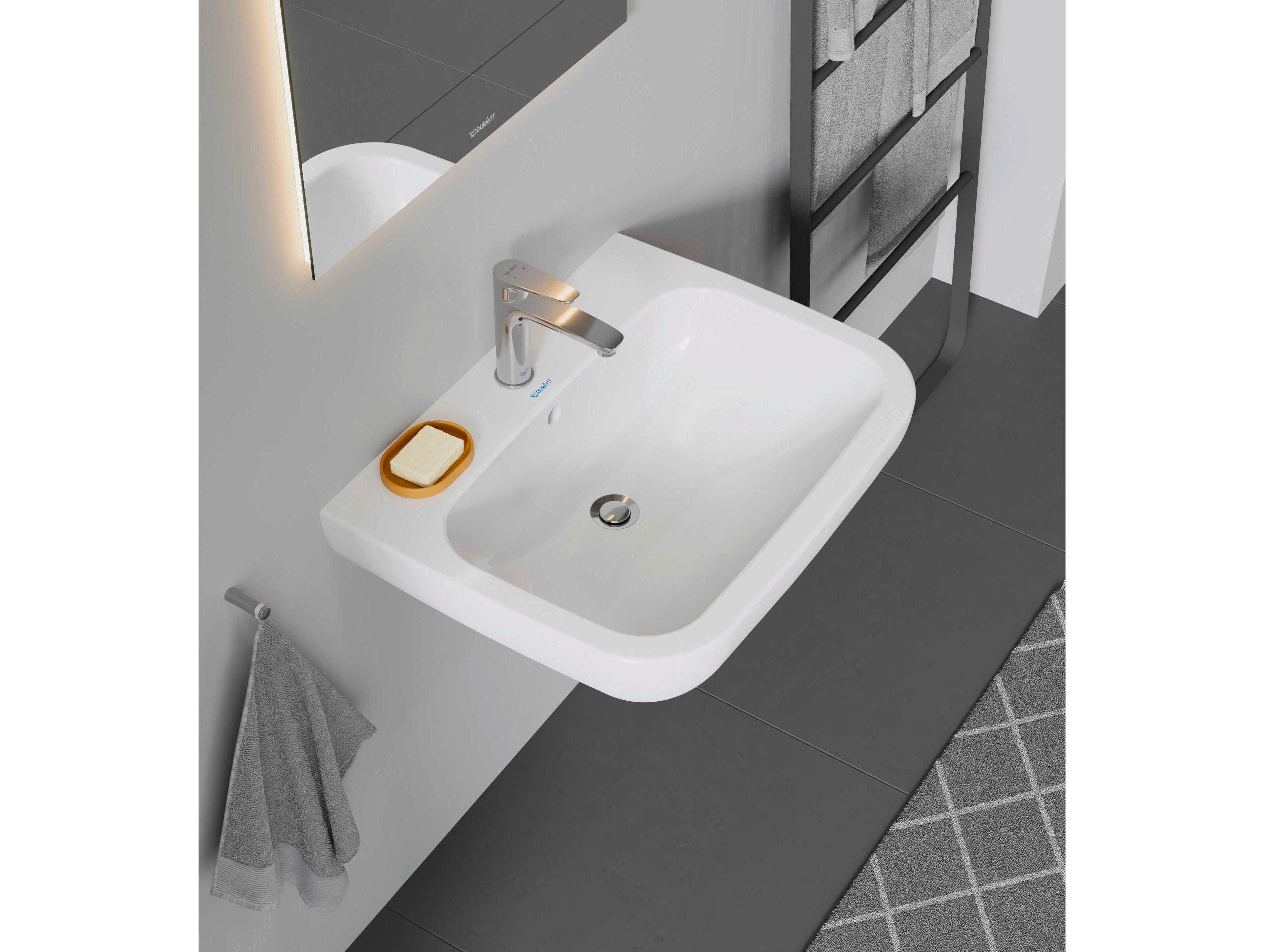 Duravit D-code 26'' White High Gloss Sink with 1 Faucet holes
