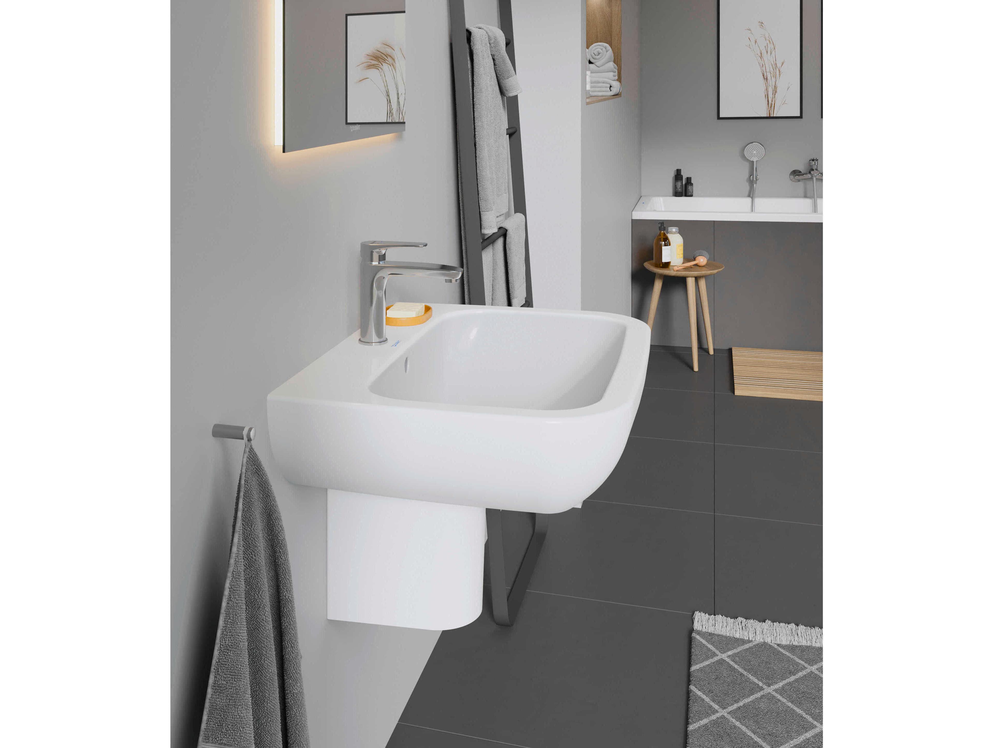 Duravit D-code 26'' White High Gloss Sink with 1 Faucet holes