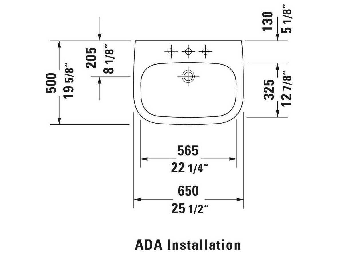 Duravit D-code 26'' White High Gloss Sink with 3 Faucet holes