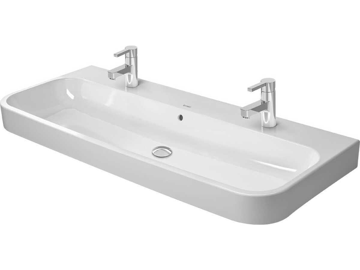 Duravit Happy D.2 47'' Ceramic White High Gloss Sink with 2 Faucet Hole
