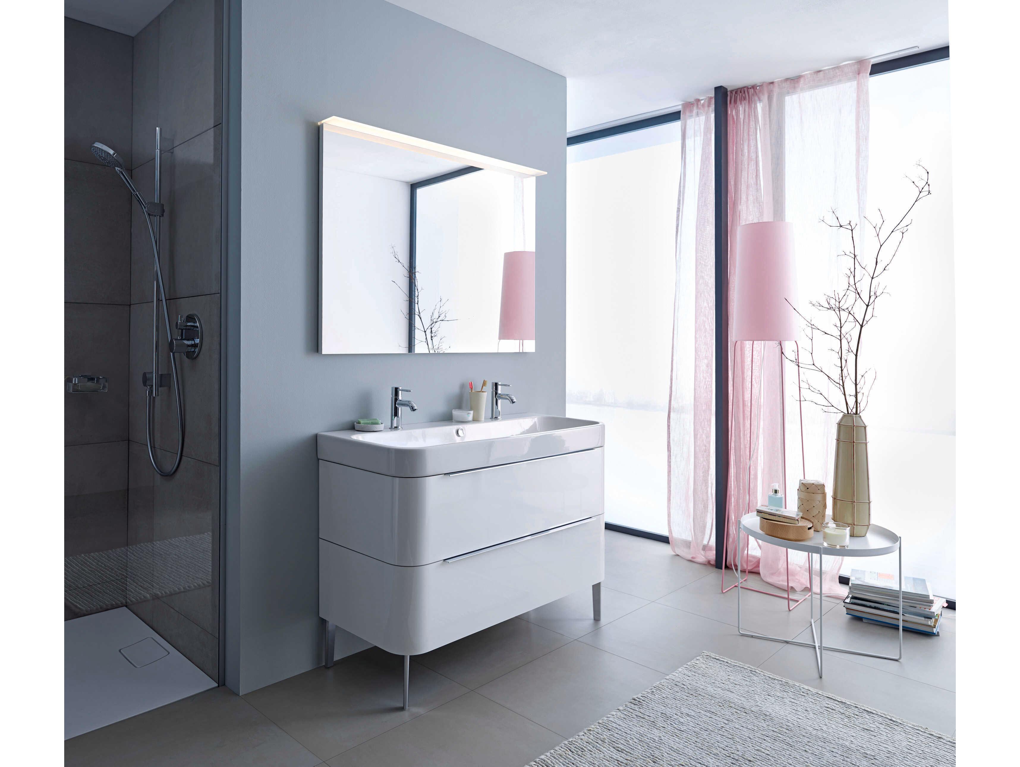 Duravit Happy D.2 47'' Ceramic White High Gloss Sink with 2 Faucet Hole