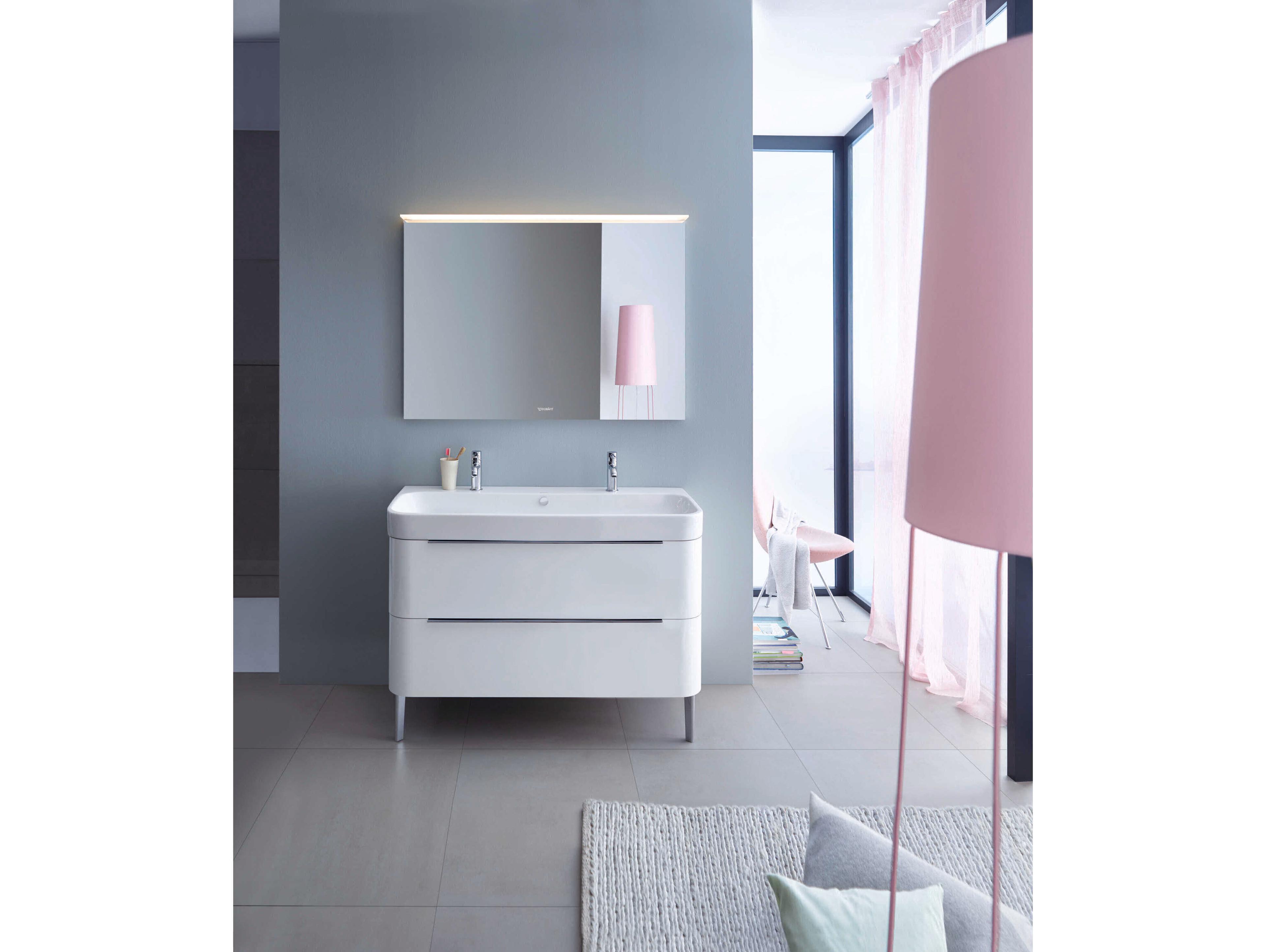 Duravit Happy D.2 47'' Ceramic White High Gloss Sink with 2 Faucet Hole